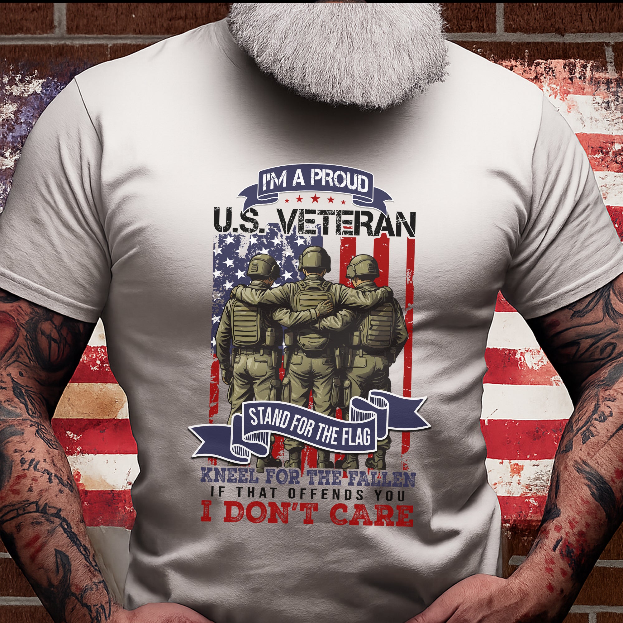 I’m a Proud US Veteran Stand for the Flag Kneel for the Fallen If That Offends You I Don’t Care T-Shirt