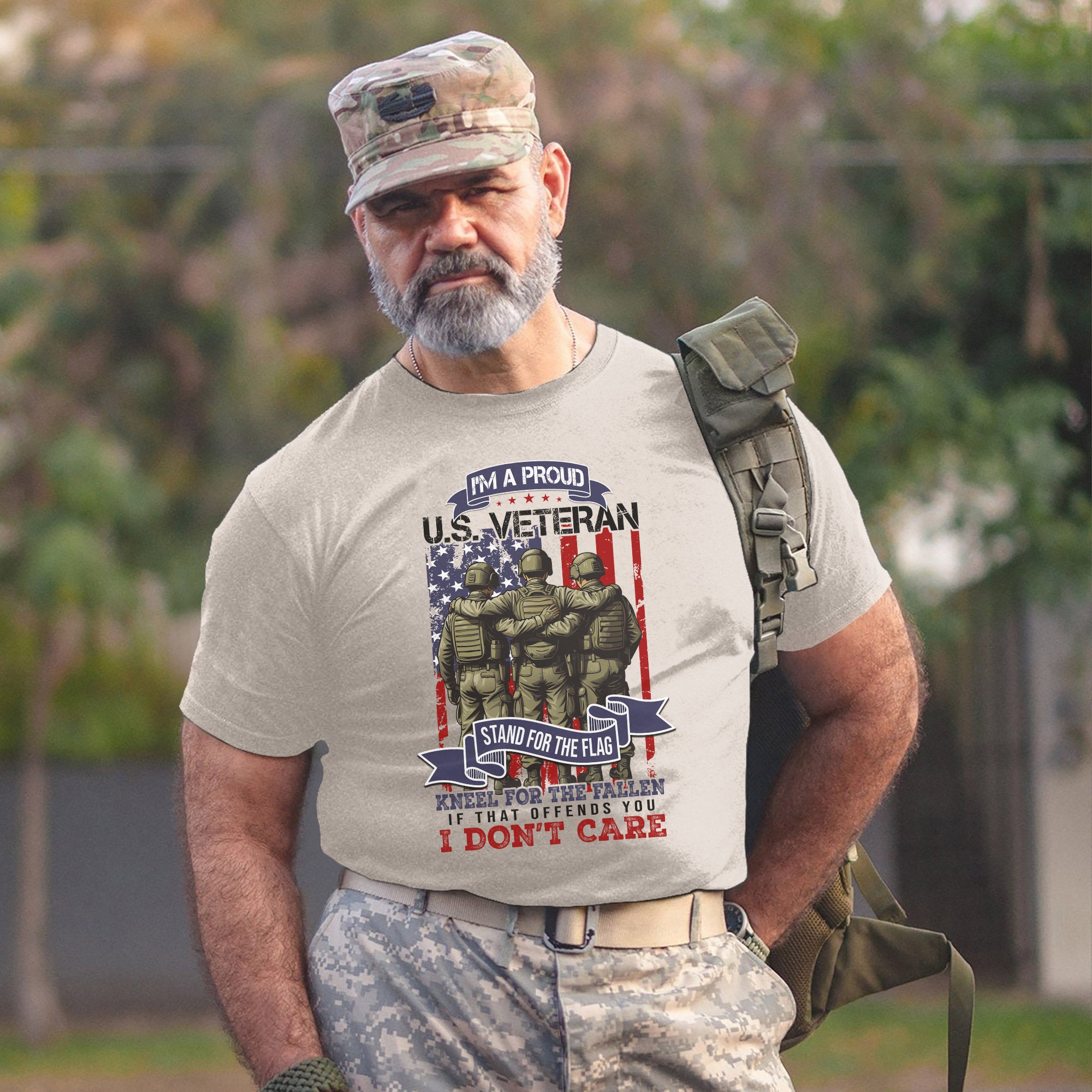 I’m a Proud US Veteran Stand for the Flag Kneel for the Fallen If That Offends You I Don’t Care T-Shirt