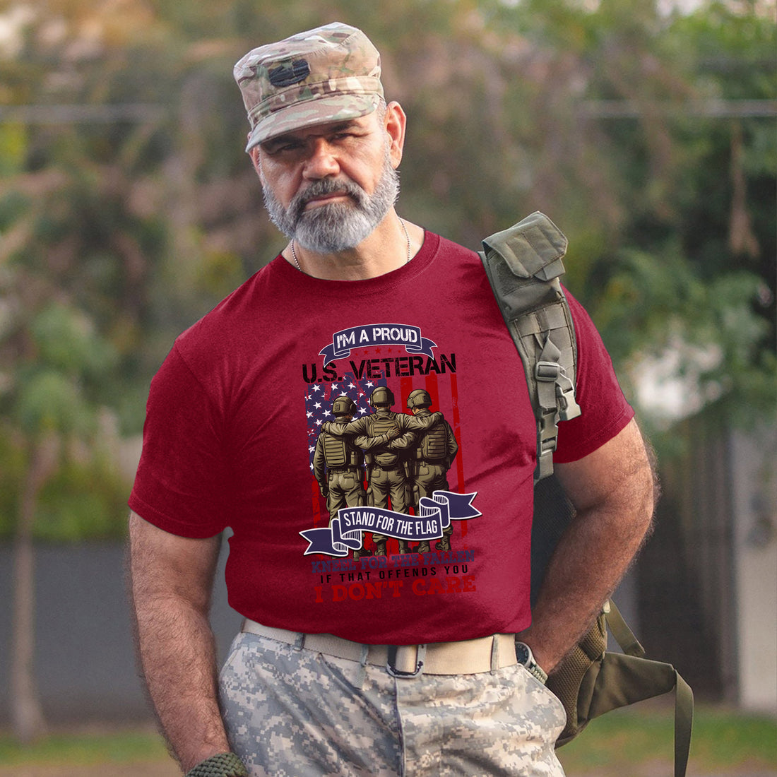 I’m a Proud US Veteran Stand for the Flag Kneel for the Fallen If That Offends You I Don’t Care T-Shirt