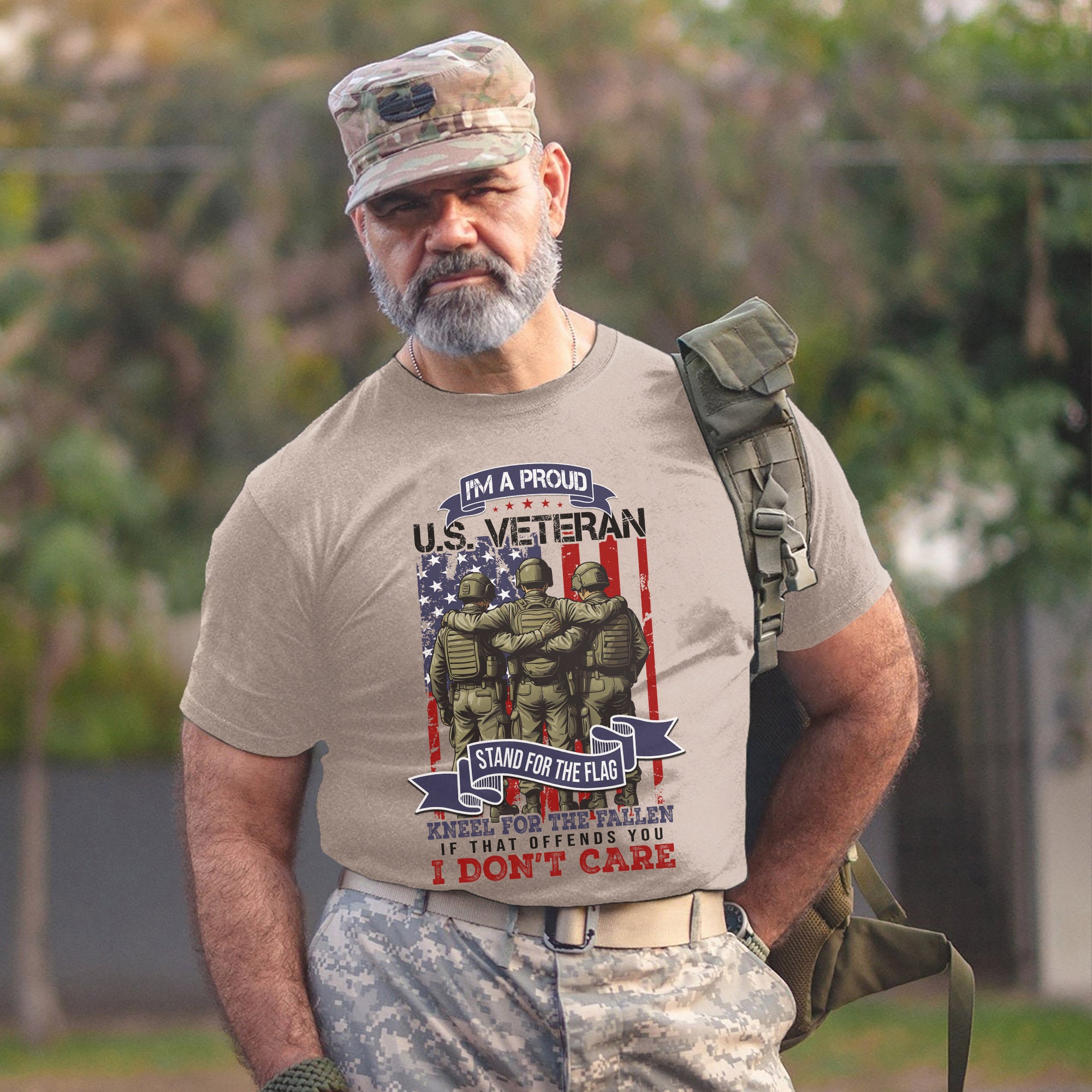 I’m a Proud US Veteran Stand for the Flag Kneel for the Fallen If That Offends You I Don’t Care T-Shirt