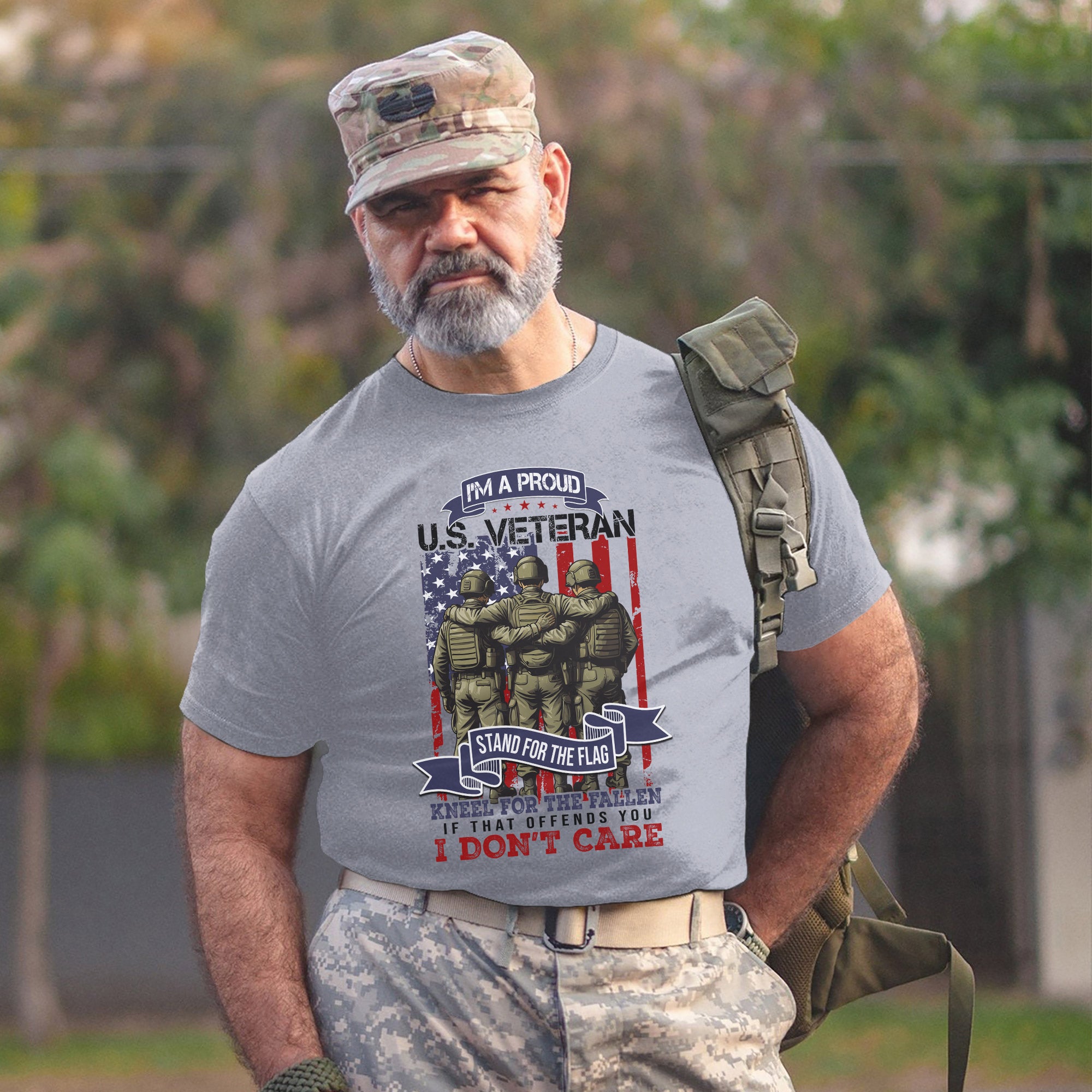I’m a Proud US Veteran Stand for the Flag Kneel for the Fallen If That Offends You I Don’t Care T-Shirt
