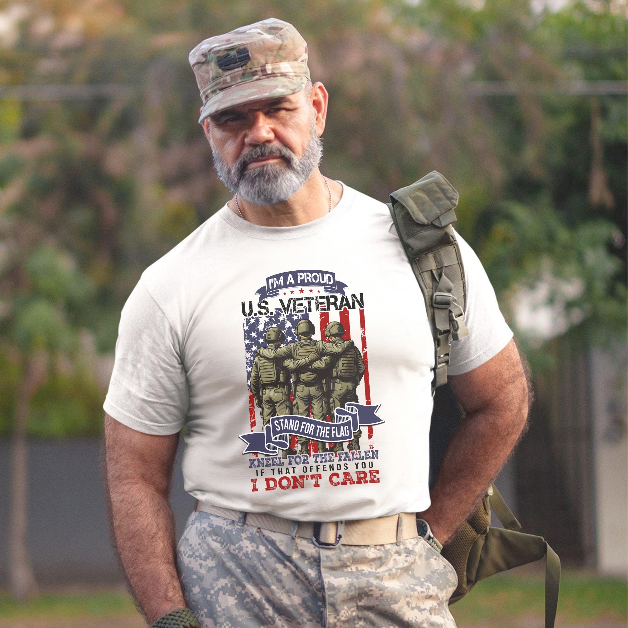 I’m a Proud US Veteran Stand for the Flag Kneel for the Fallen If That Offends You I Don’t Care T-Shirt