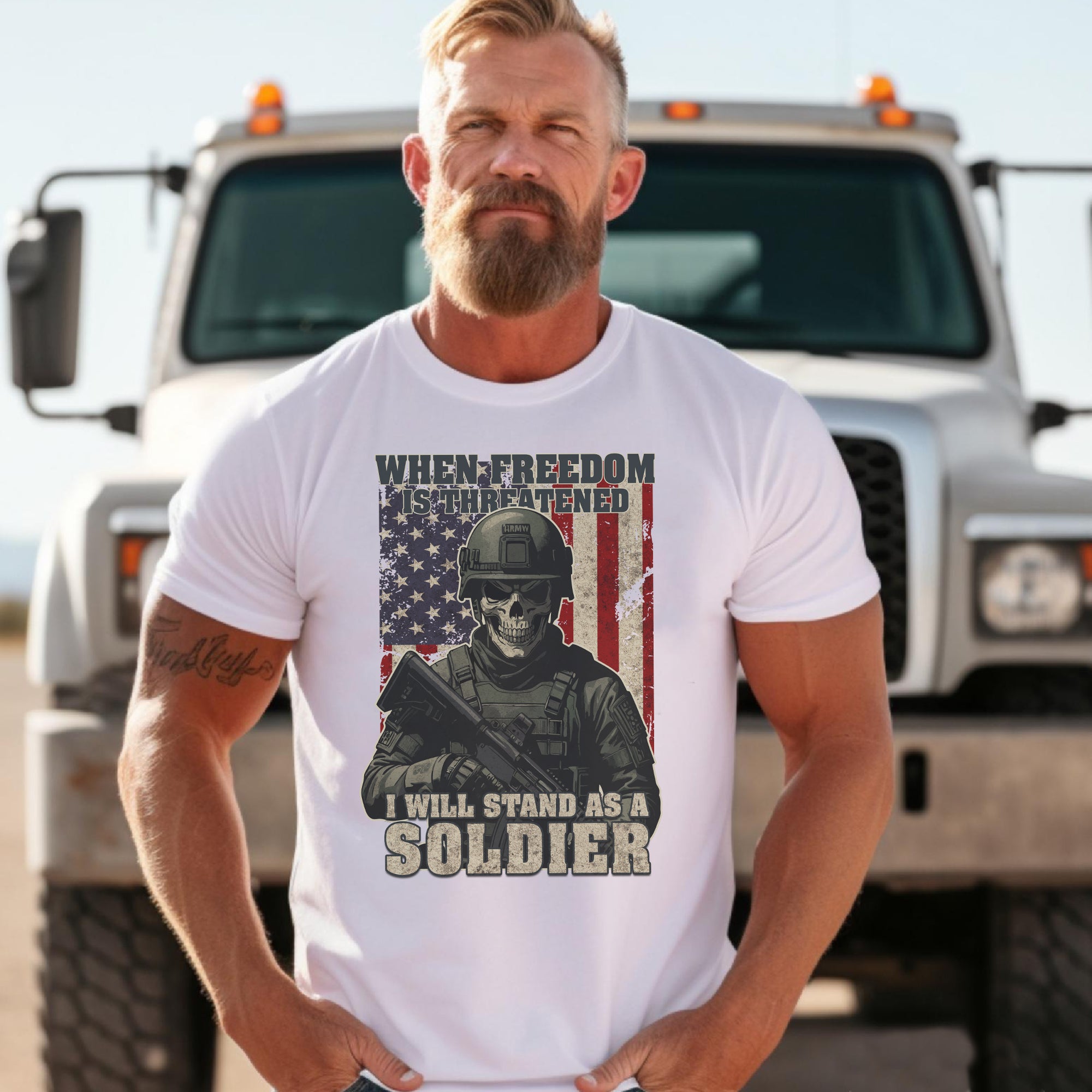 When Freedom Is Threatened I Will Stand as a Soldier Proud US Military Veteran T-Shirt