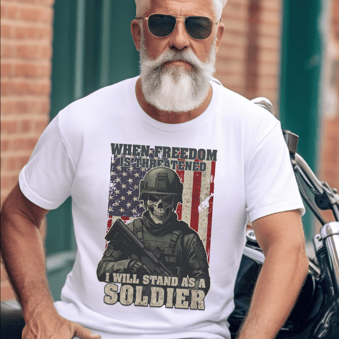 When Freedom Is Threatened I Will Stand as a Soldier Proud US Military Veteran T-Shirt