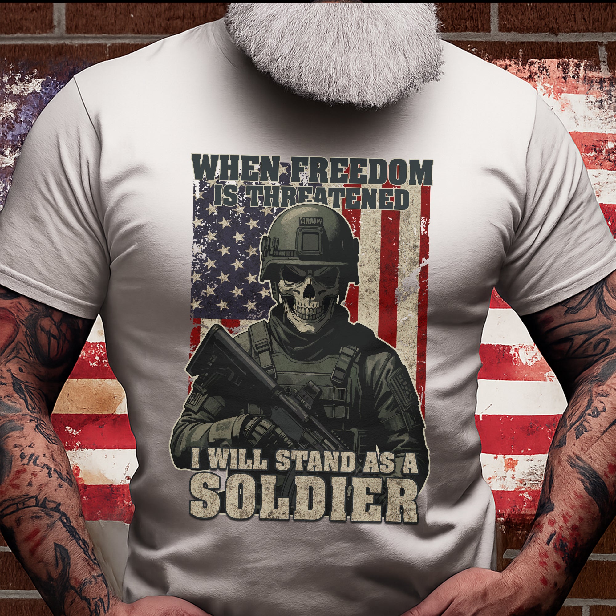 When Freedom Is Threatened I Will Stand as a Soldier Proud US Military Veteran T-Shirt