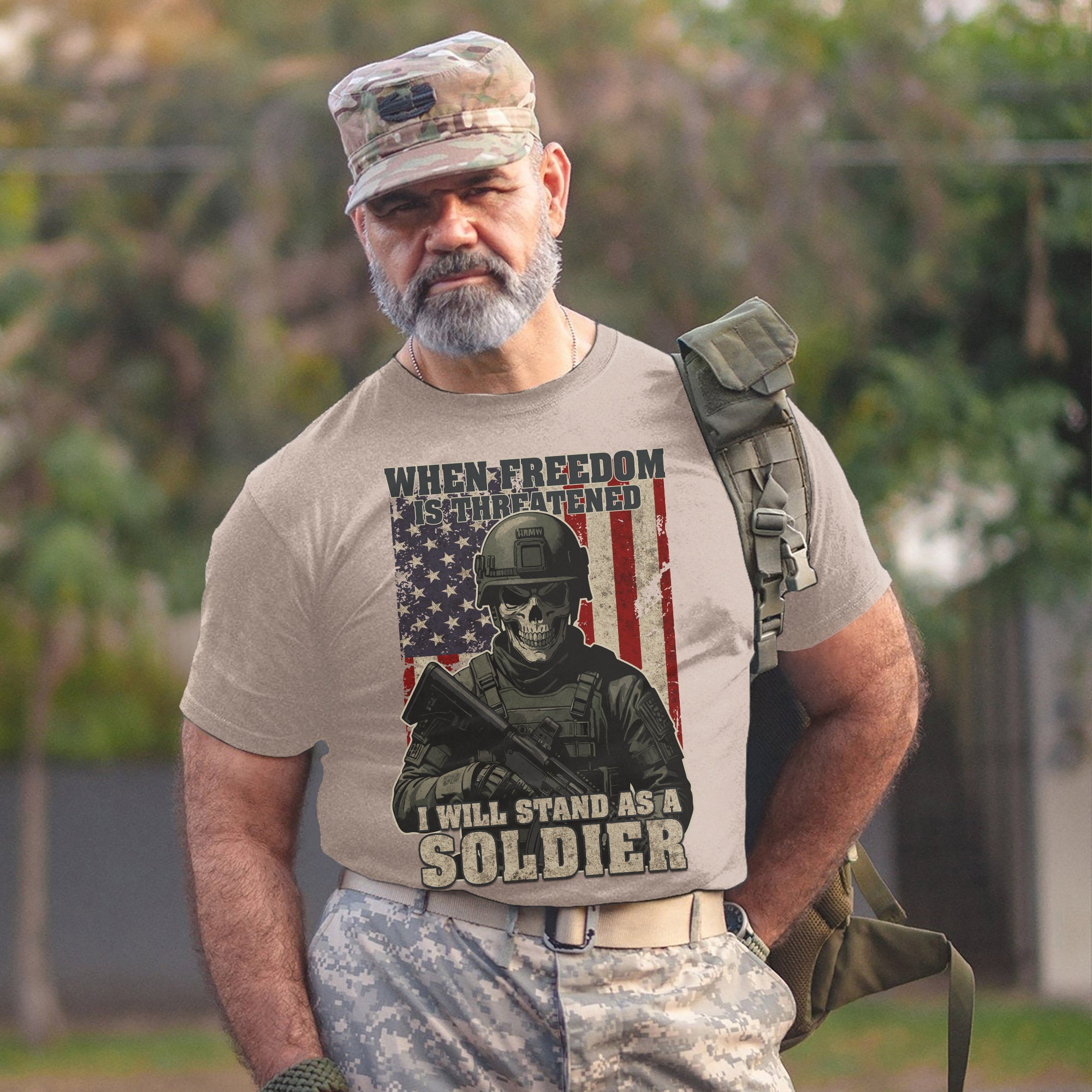 When Freedom Is Threatened I Will Stand as a Soldier Proud US Military Veteran T-Shirt