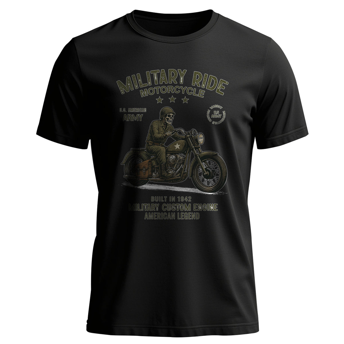 Military Ride Motorcycle US Army Built in T-Shirt Main image