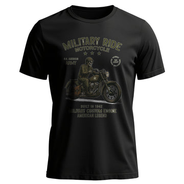 Military Ride Motorcycle US Army Built in T-Shirt