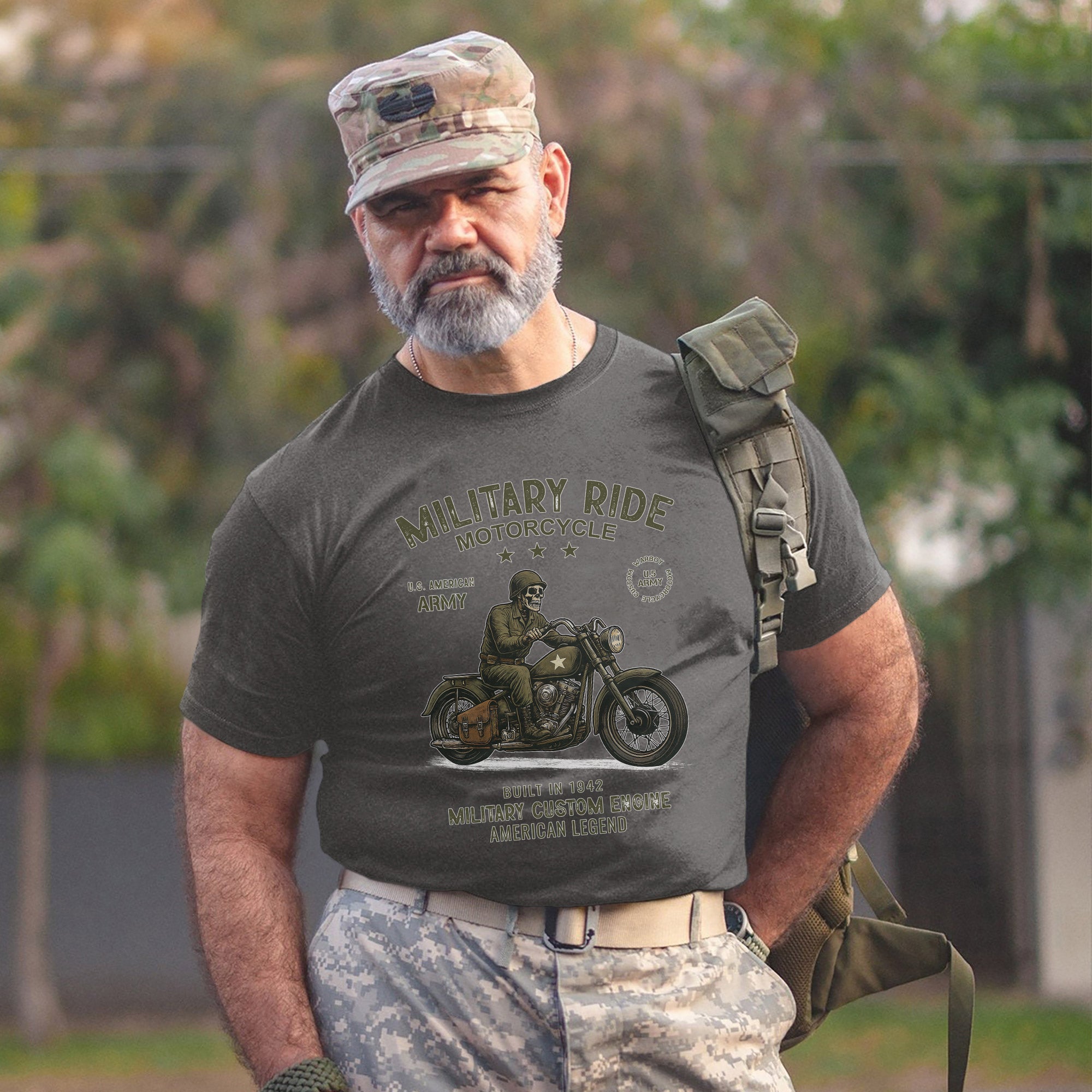Military Ride Motorcycle US Army Built in T-Shirt
