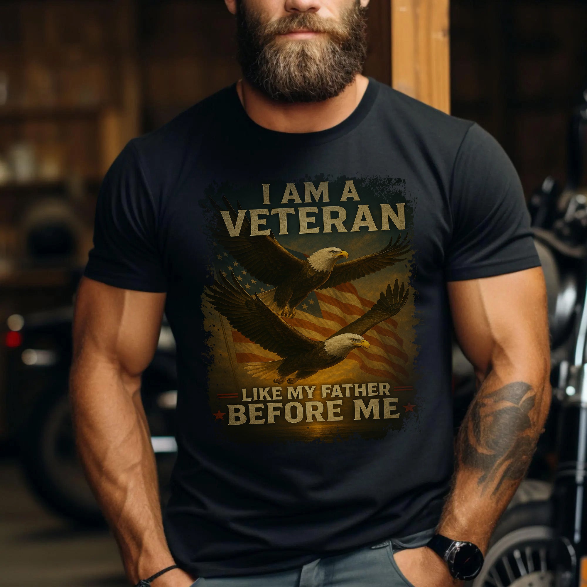 I Am a Veteran Like My Father Before Me US Military Patriotic Tribute T-Shirt