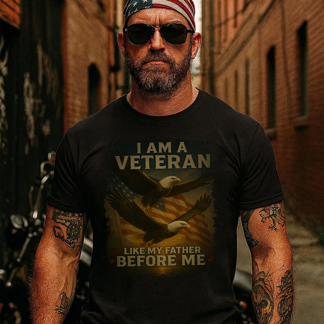 I Am a Veteran Like My Father Before Me US Military Patriotic Tribute T-Shirt