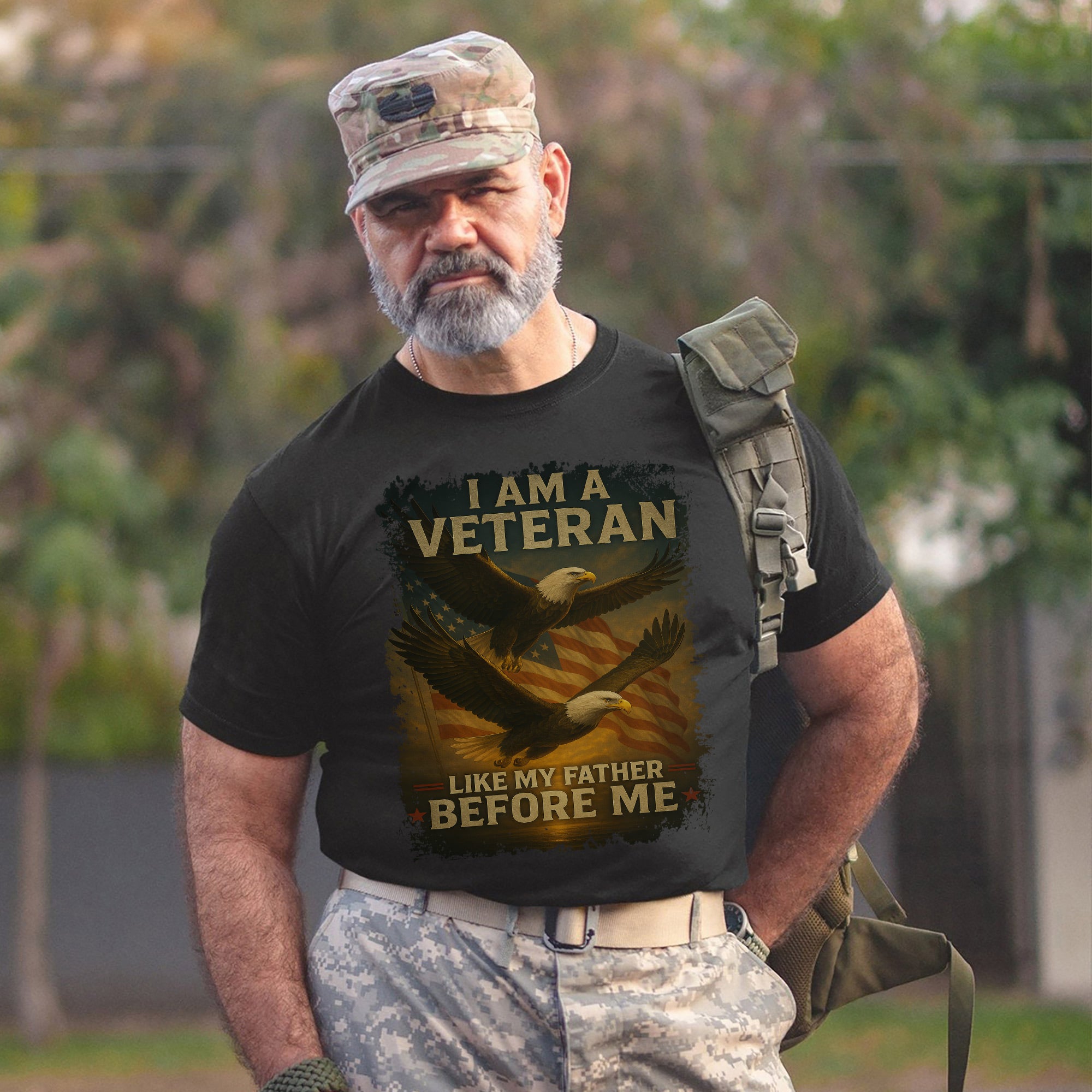 I Am a Veteran Like My Father Before Me US Military Patriotic Tribute T-Shirt
