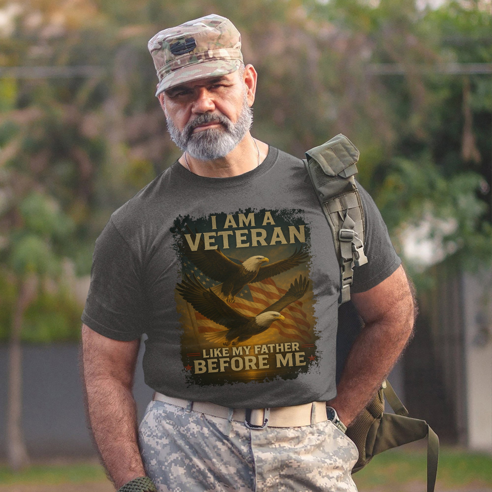 I Am a Veteran Like My Father Before Me US Military Patriotic Tribute T-Shirt