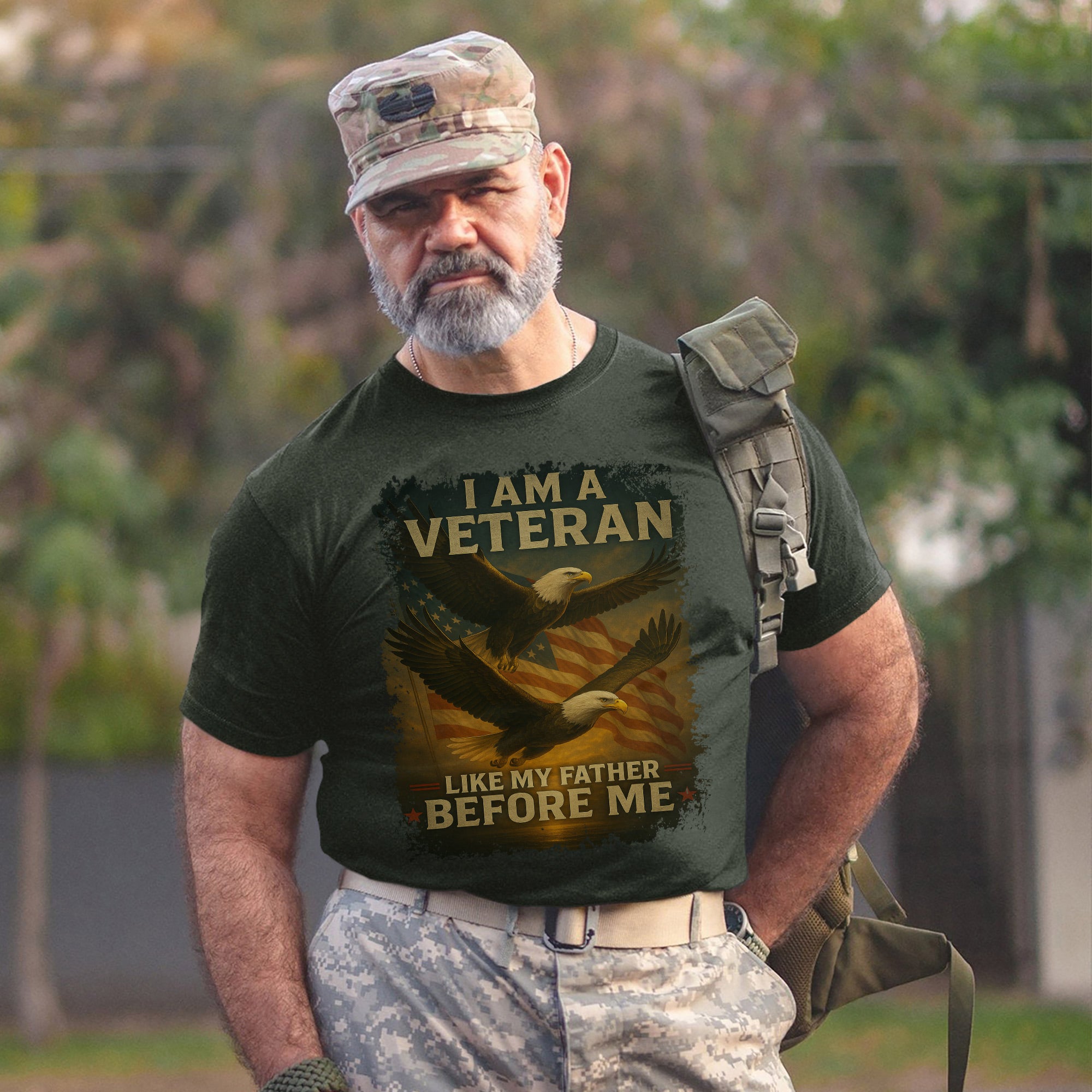 I Am a Veteran Like My Father Before Me US Military Patriotic Tribute T-Shirt