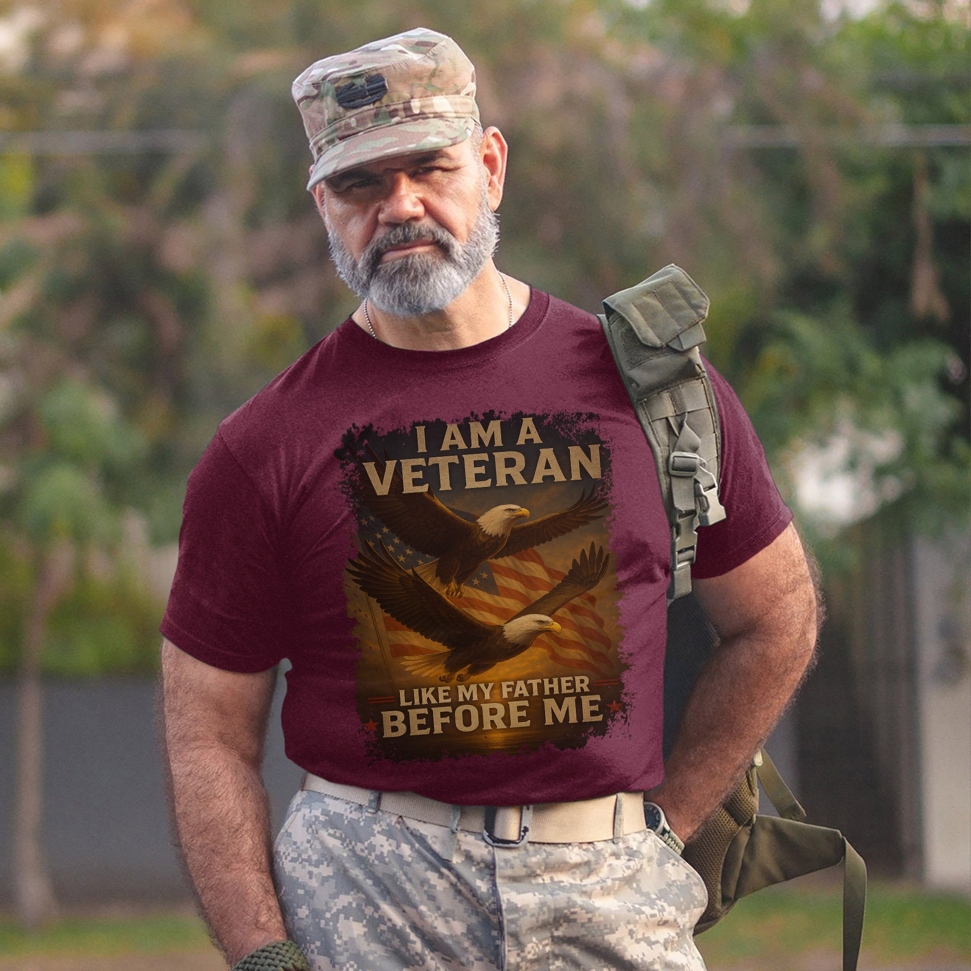I Am a Veteran Like My Father Before Me US Military Patriotic Tribute T-Shirt