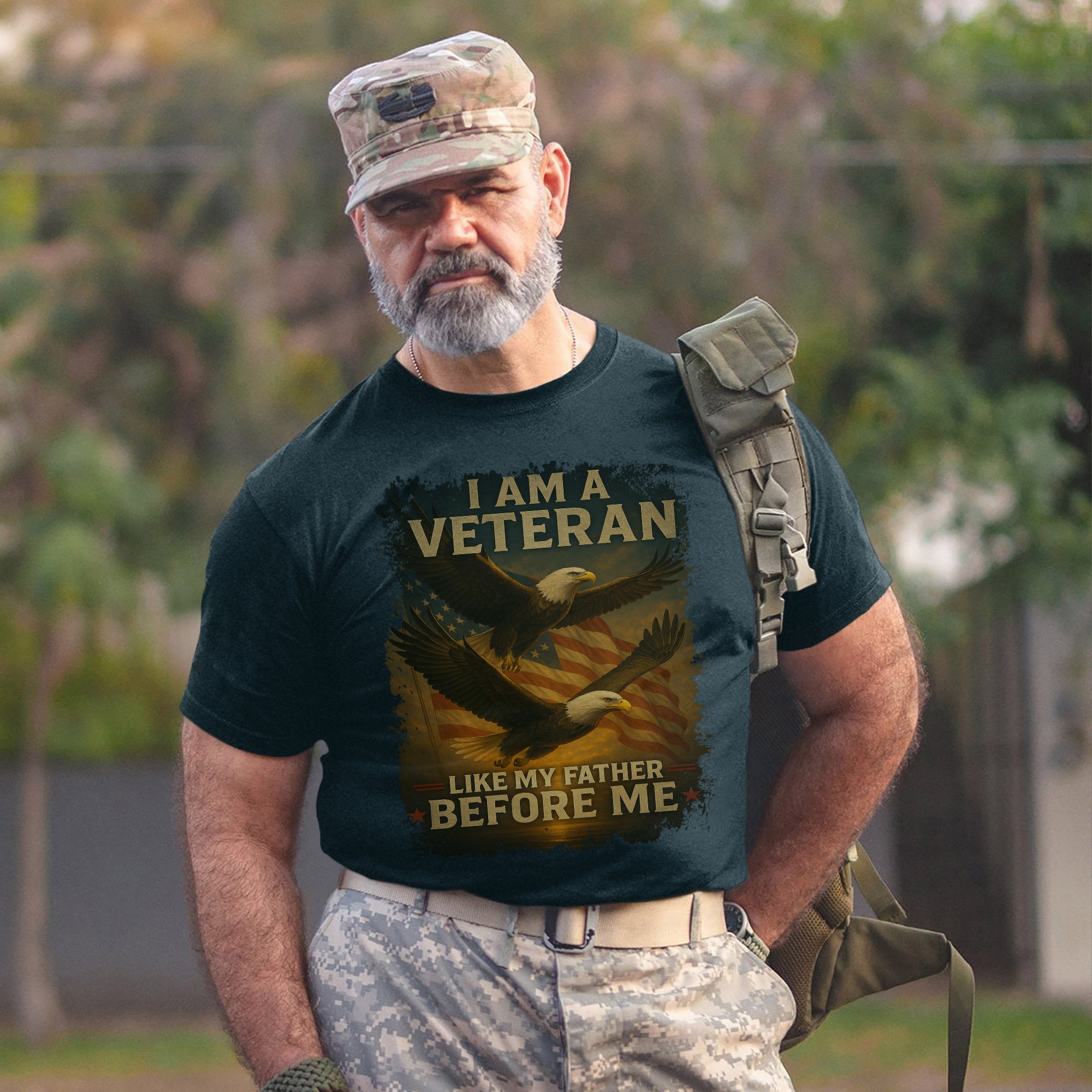 I Am a Veteran Like My Father Before Me US Military Patriotic Tribute T-Shirt