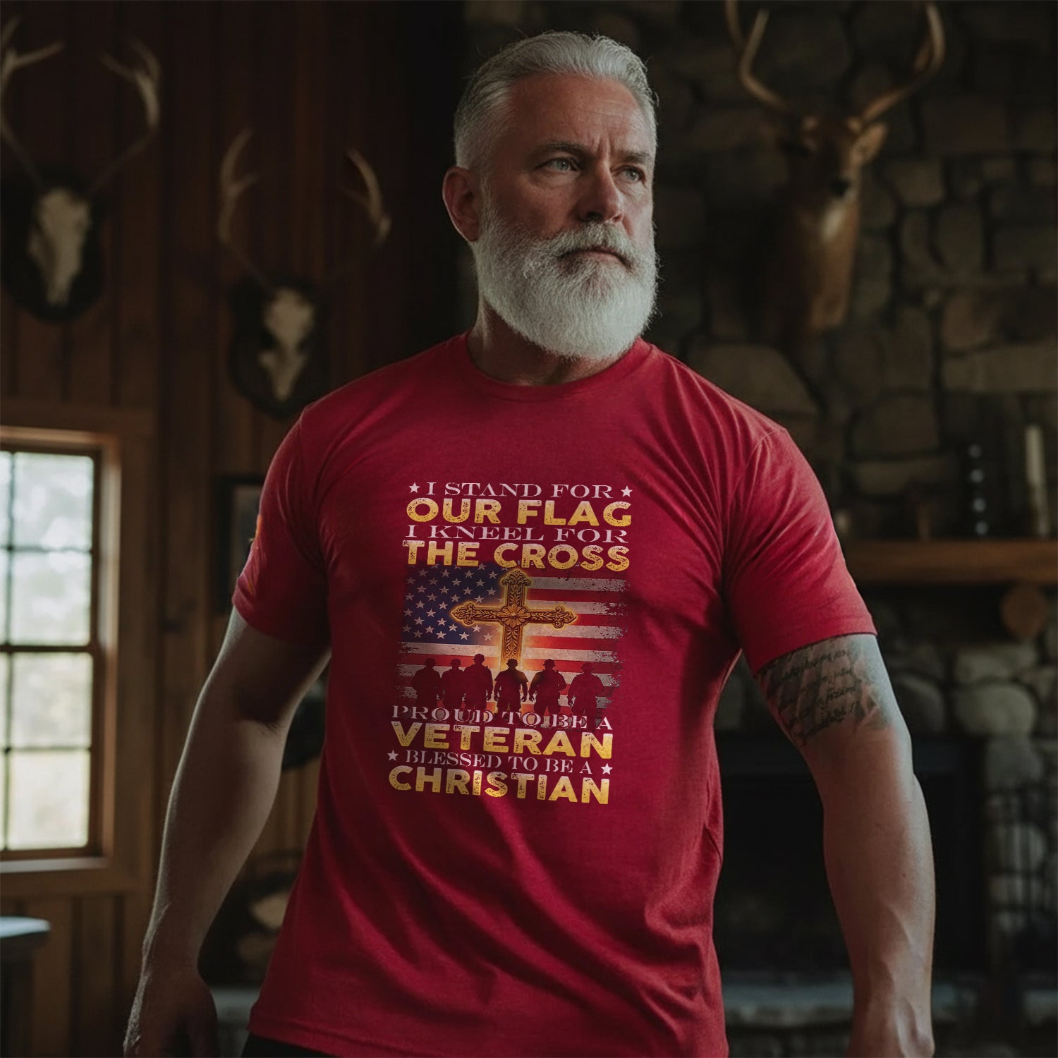 I Stand for the Flag I Kneel for the Cross T-Shirt Secondary image