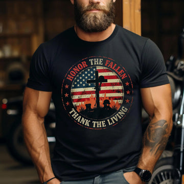 Honor the Fallen Thank the Living Proud US Military Veteran Tribute T-Shirt