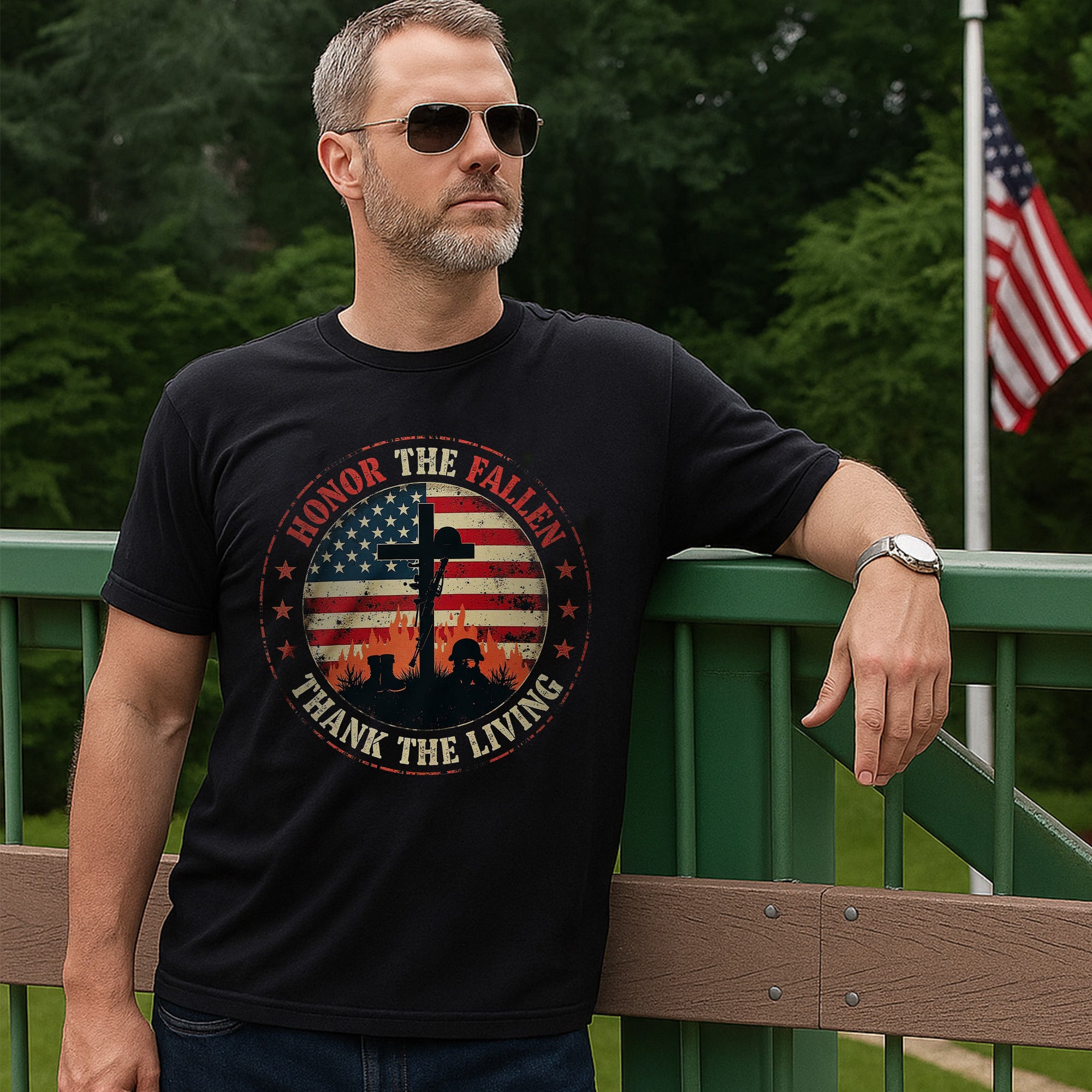 Honor the Fallen Thank the Living Proud US Military Veteran Tribute T-Shirt
