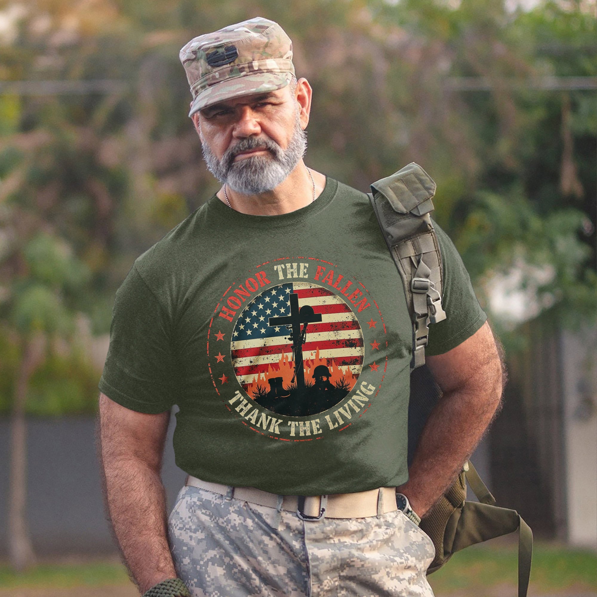 Honor the Fallen Thank the Living Proud US Military Veteran Tribute T-Shirt