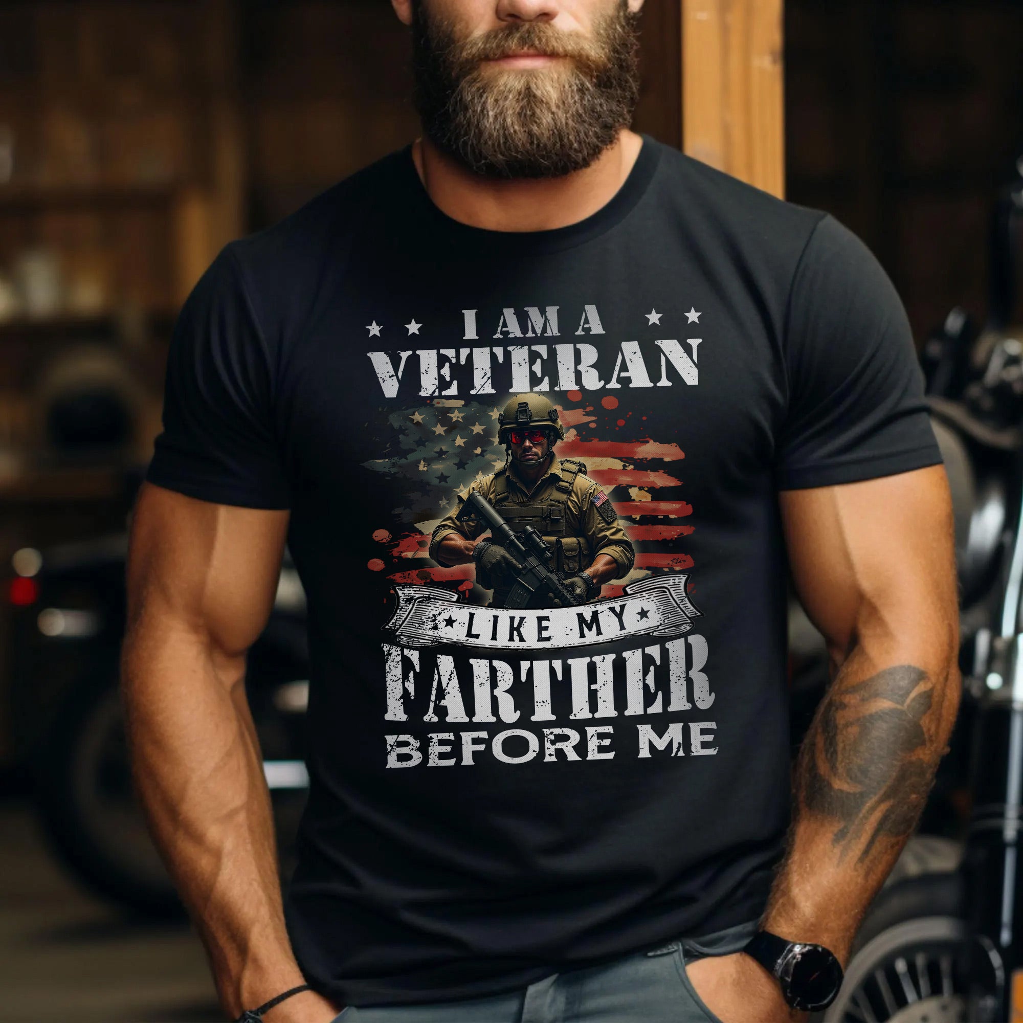 I Am a Veteran Like My Father Before Me Proud US Military Tribute T-Shirt