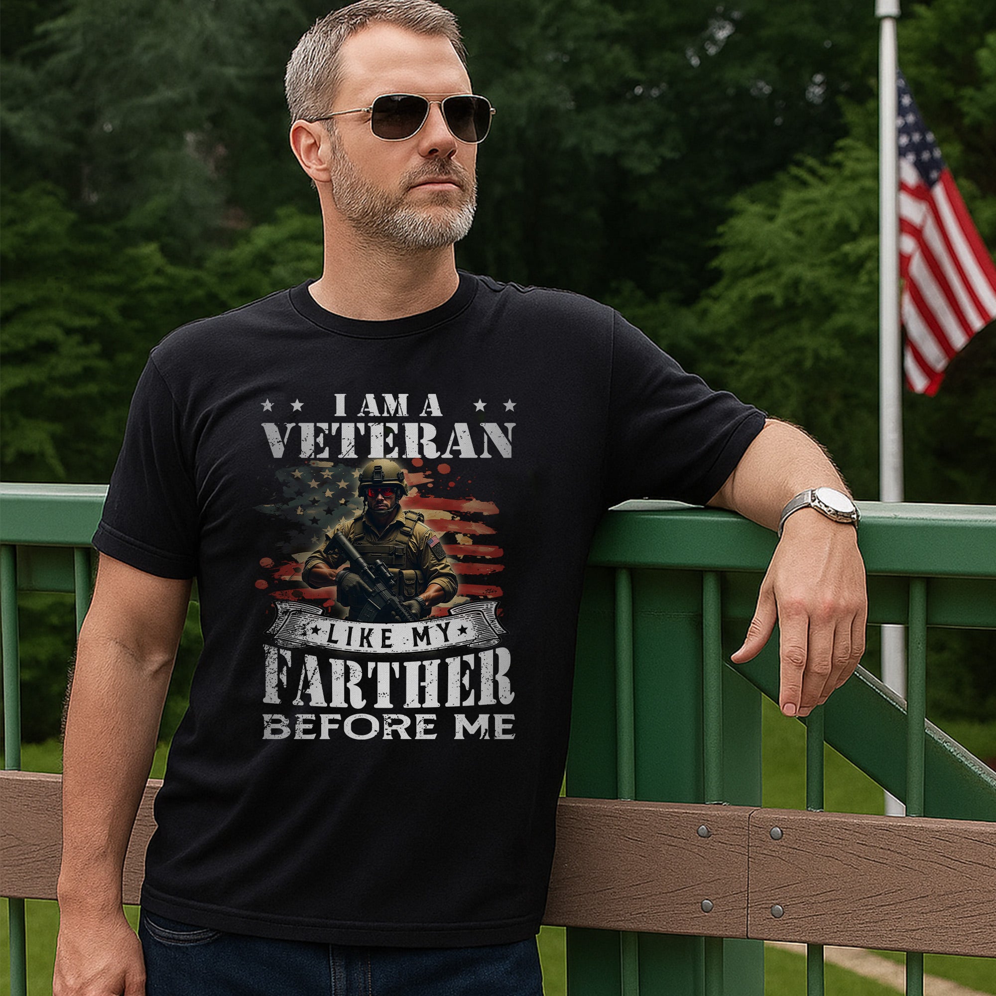I Am a Veteran Like My Father Before Me Proud US Military Tribute T-Shirt