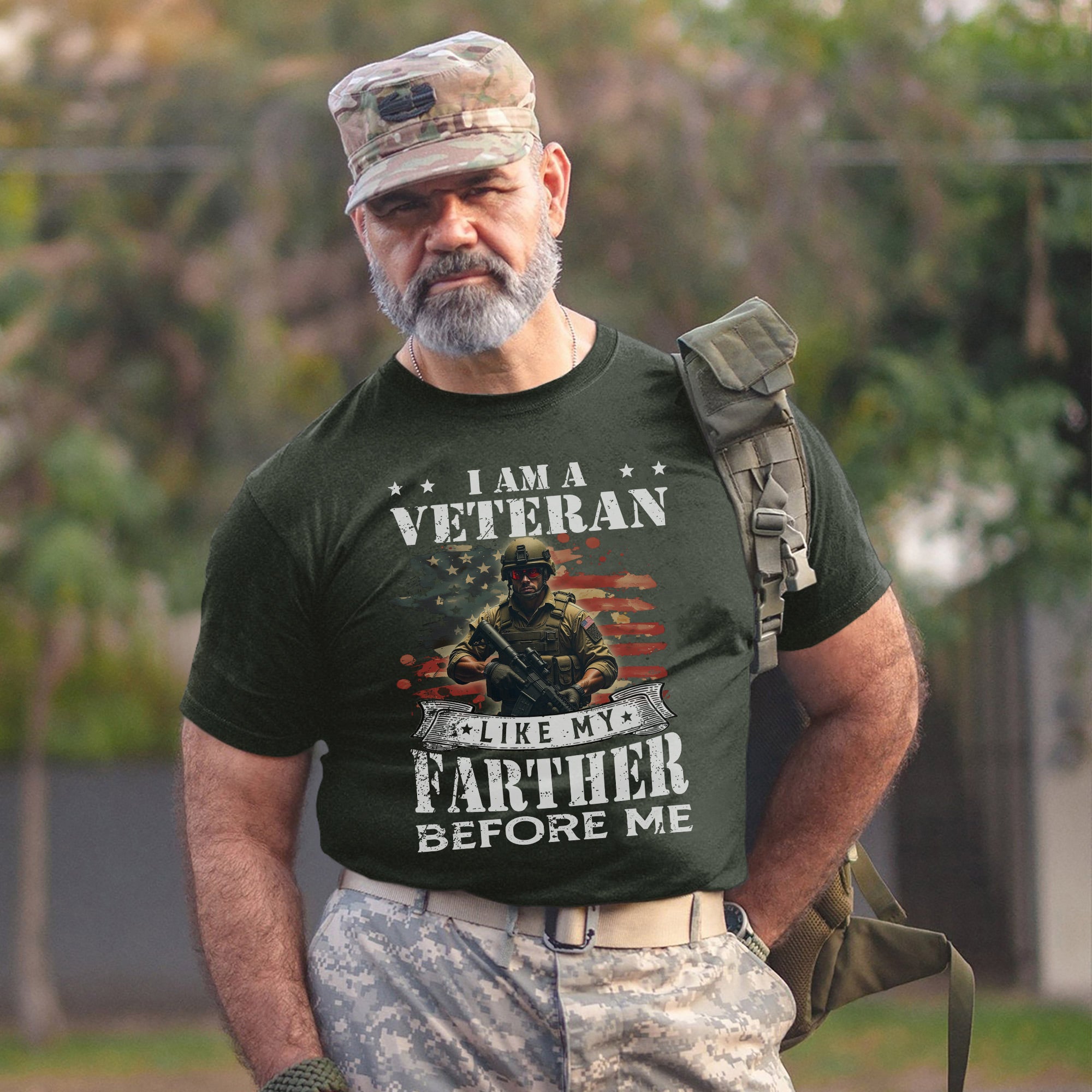 I Am a Veteran Like My Father Before Me Proud US Military Tribute T-Shirt