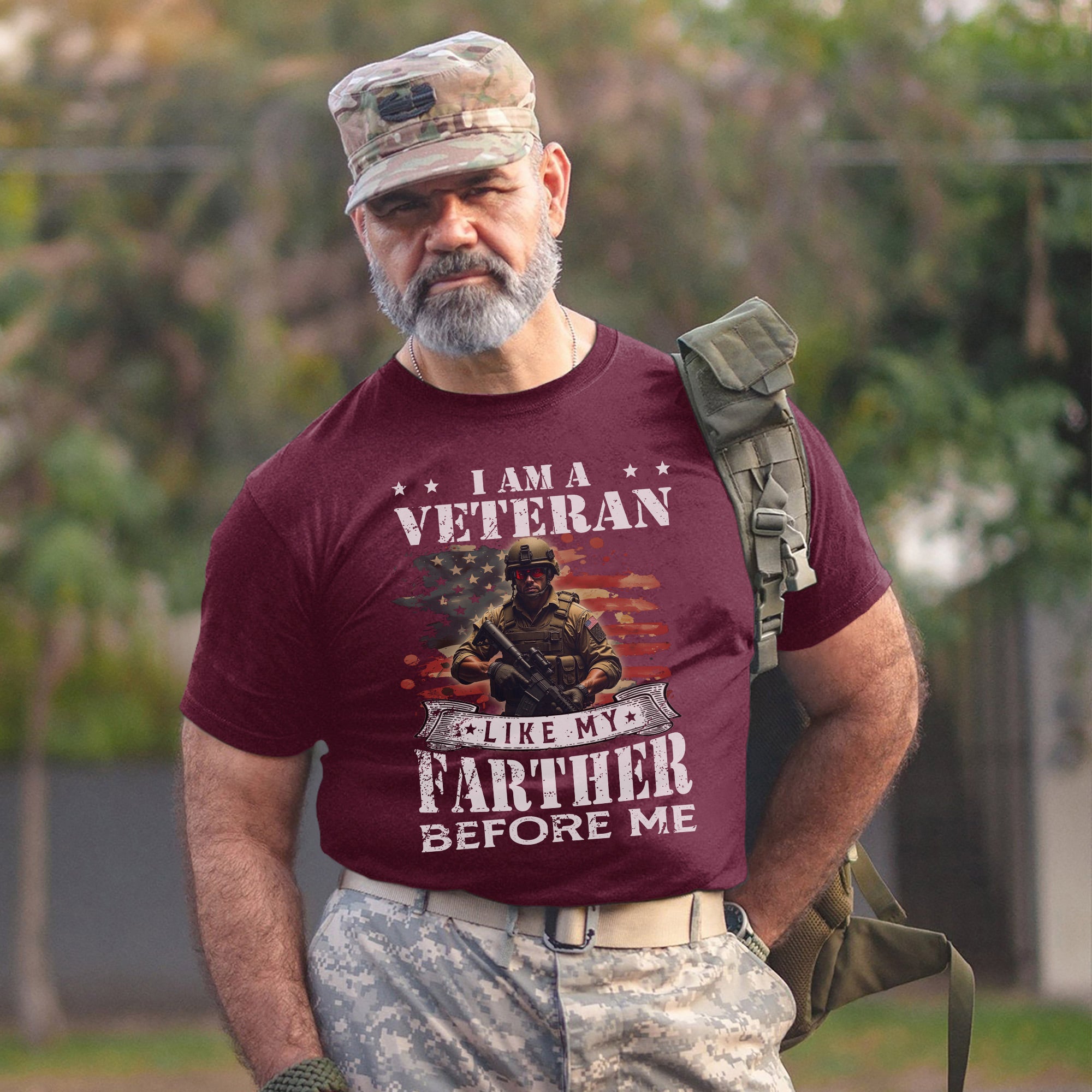 I Am a Veteran Like My Father Before Me Proud US Military Tribute T-Shirt