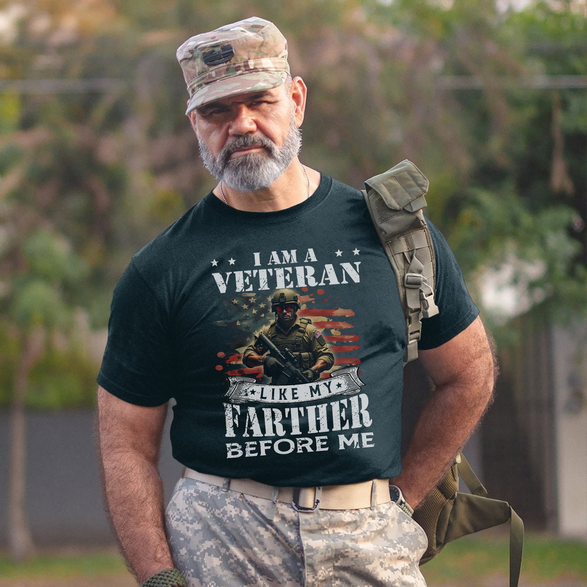 I Am a Veteran Like My Father Before Me Proud US Military Tribute T-Shirt