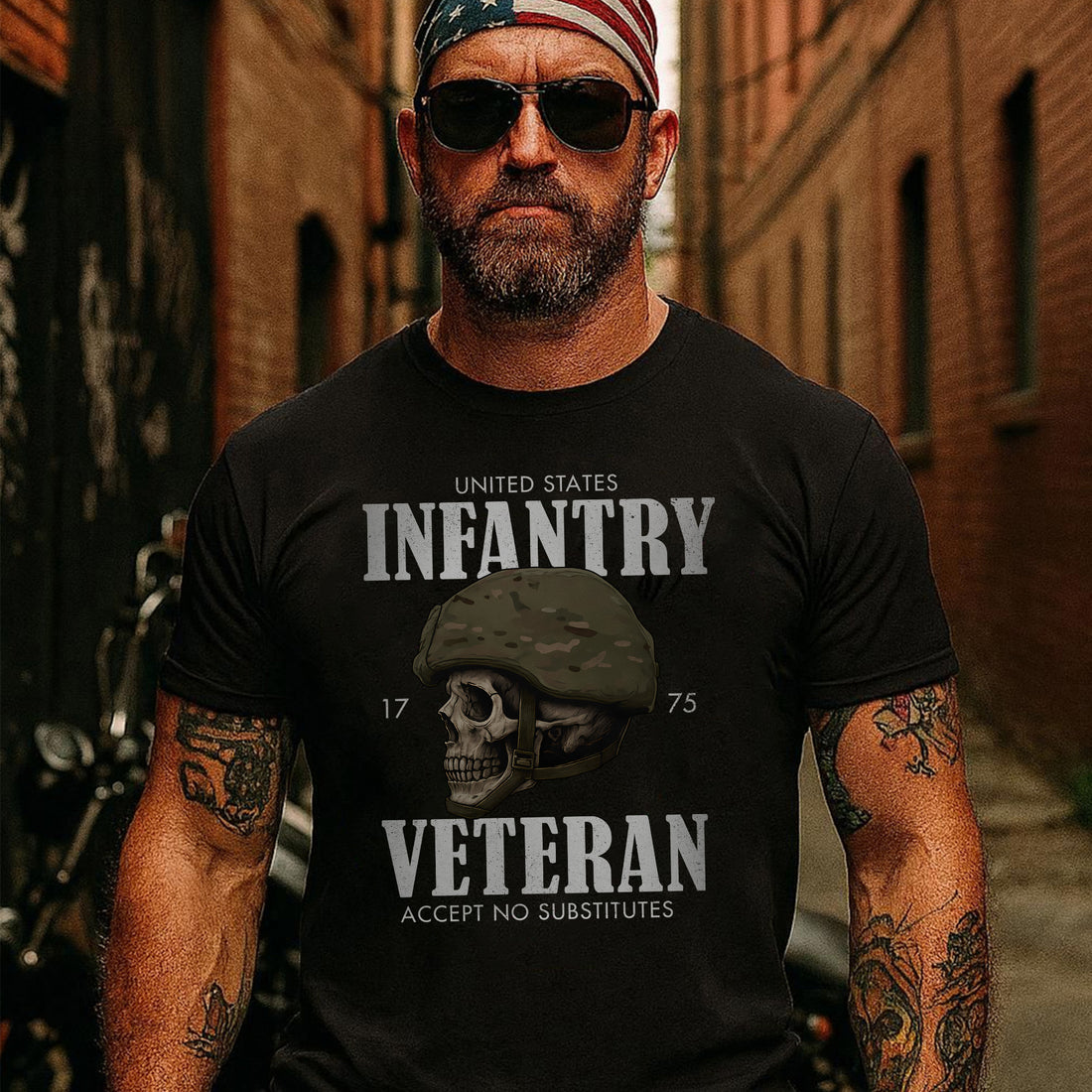 United States Infantry 1775 Veteran Accept No Substitutes US Military Patriotic Tribute T-Shirt