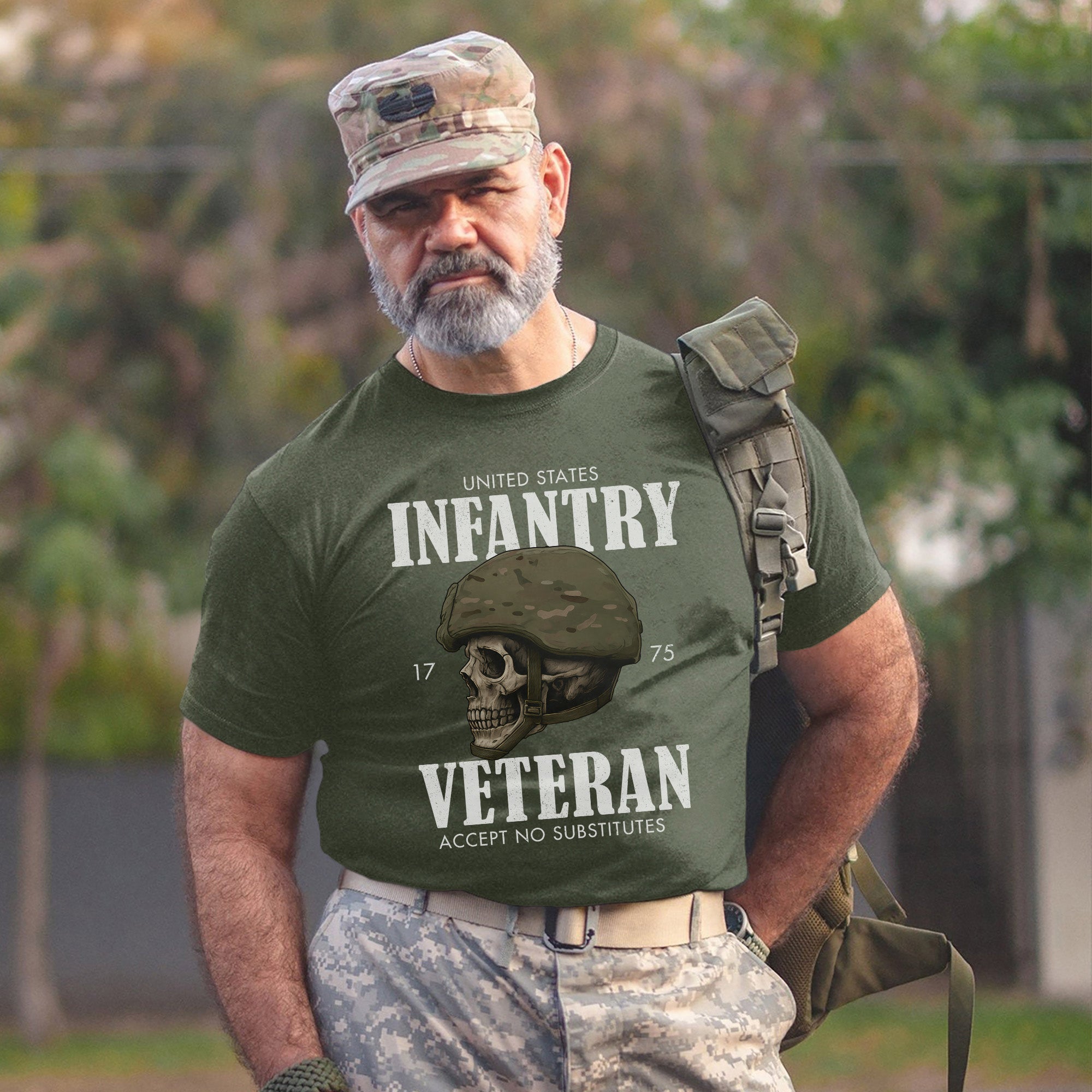 United States Infantry 1775 Veteran Accept No Substitutes US Military Patriotic Tribute T-Shirt