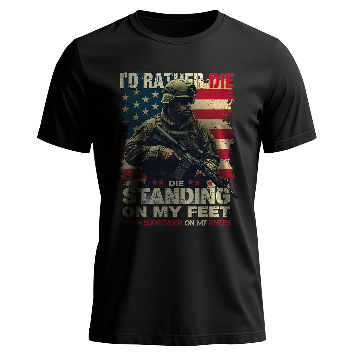 I'd Rather Die Standing Than Kneel Bold T-Shirt Main image