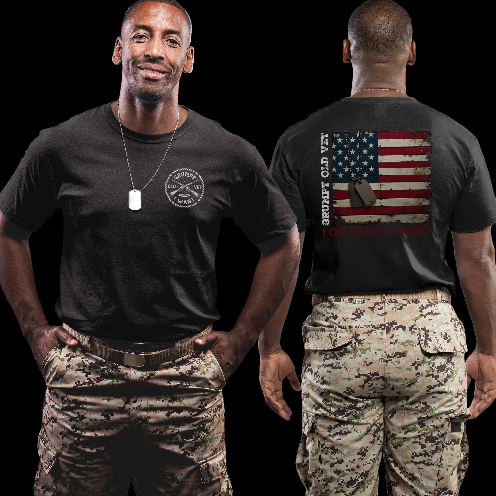 Grumpy Old Vet I Do What I Want Defiant Military Design for Tough and Independent Veterans T-Shirt