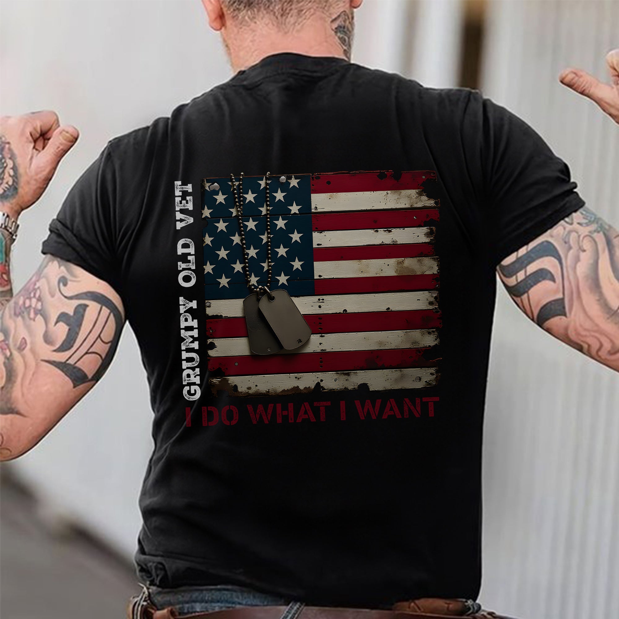Grumpy Old Vet I Do What I Want Defiant Military Design for Tough and Independent Veterans T-Shirt