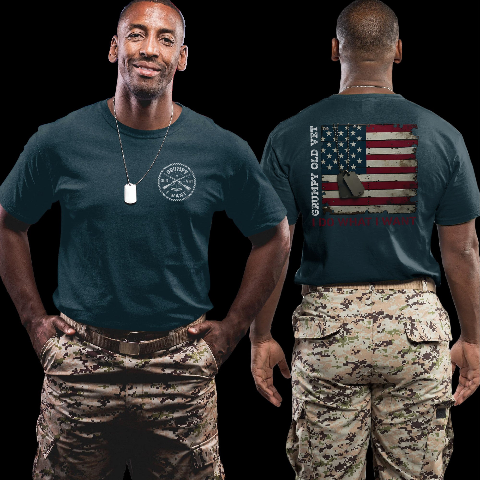 Grumpy Old Vet I Do What I Want Defiant Military Design for Tough and Independent Veterans T-Shirt