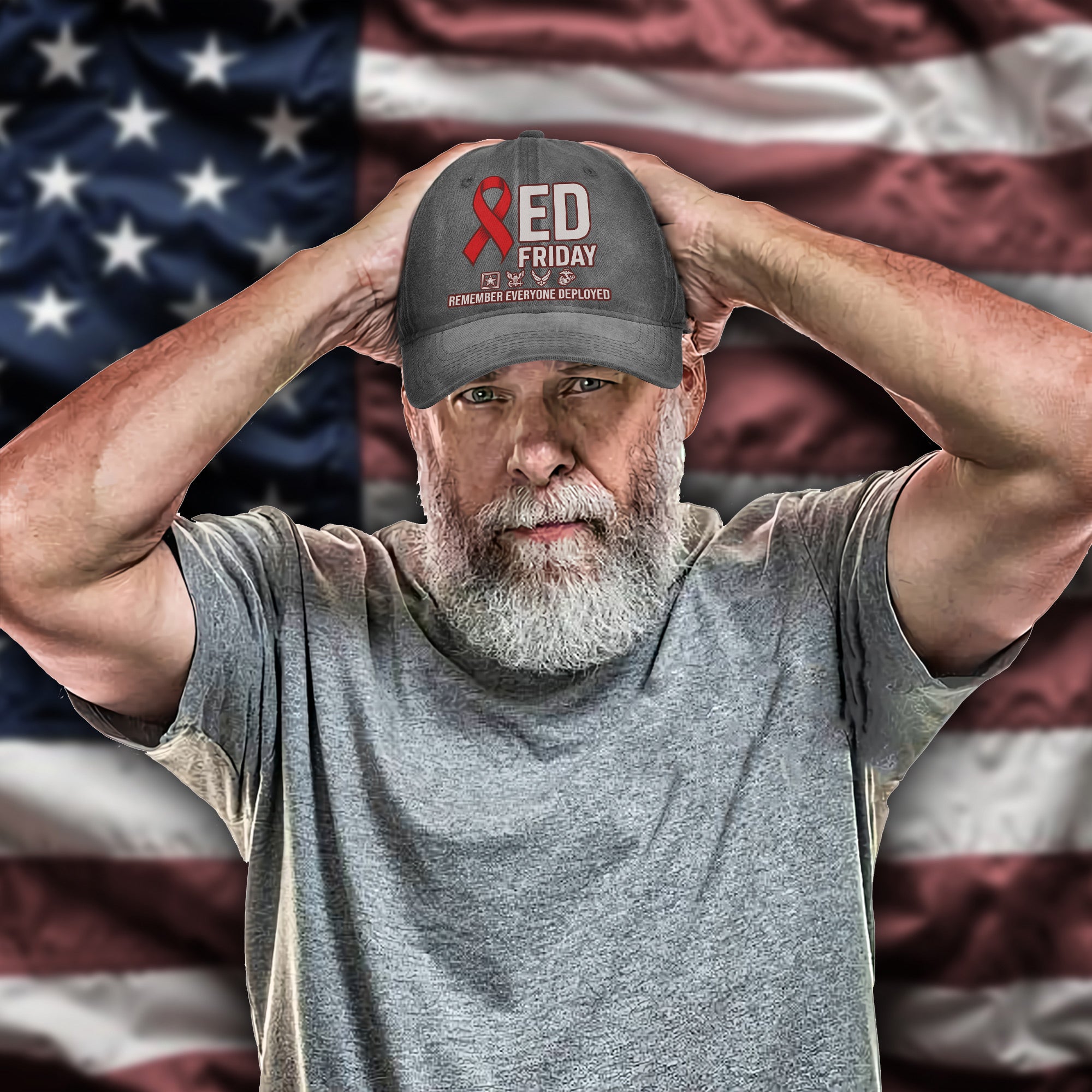 Red Friday Remember Everyone Deployed Until They All Come Home US Military Veteran Support Baseball Cap