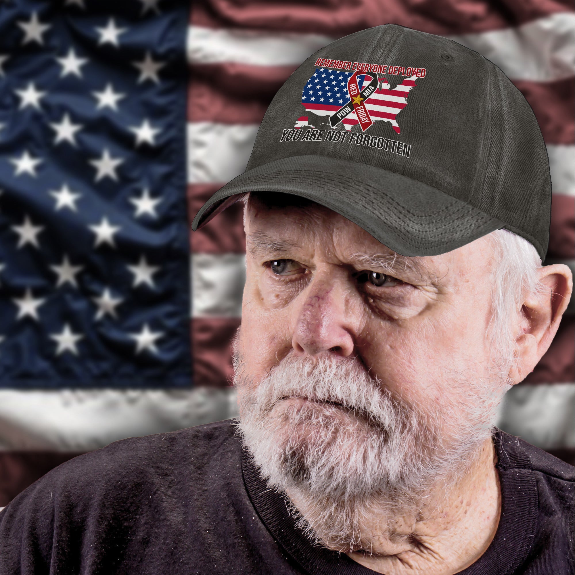 Red Friday POW MIA Remember Everyone Deployed You Are Not Forgotten US Military Veteran Baseball Cap