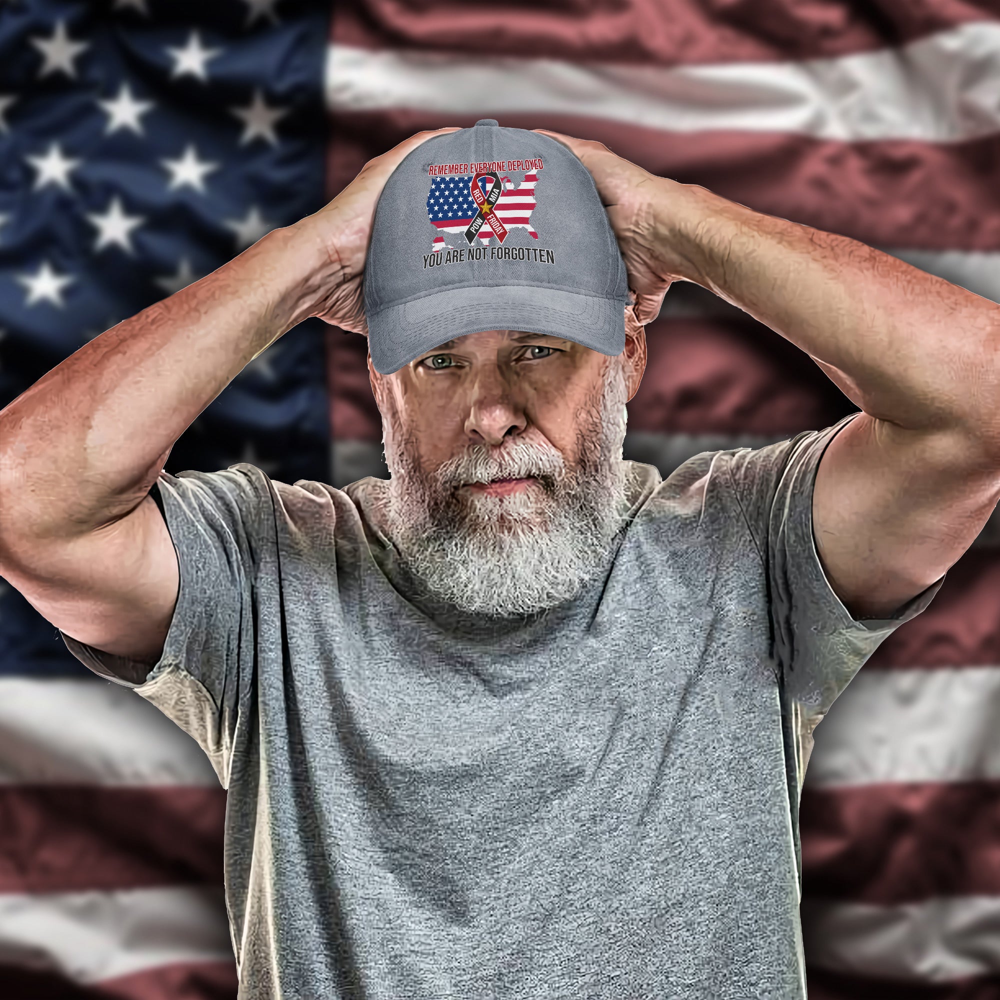 Red Friday POW MIA Remember Everyone Deployed You Are Not Forgotten US Military Veteran Baseball Cap