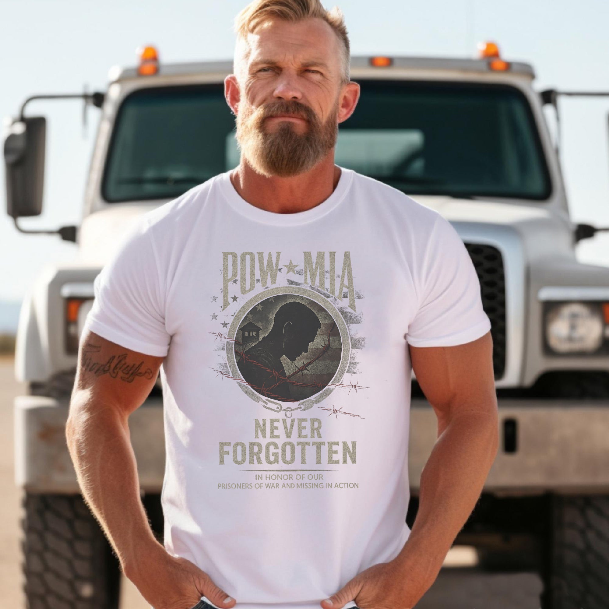 Never Forgotten In Honor of Our Prisoners of War and Missing in Action US Military Veteran T-Shirt