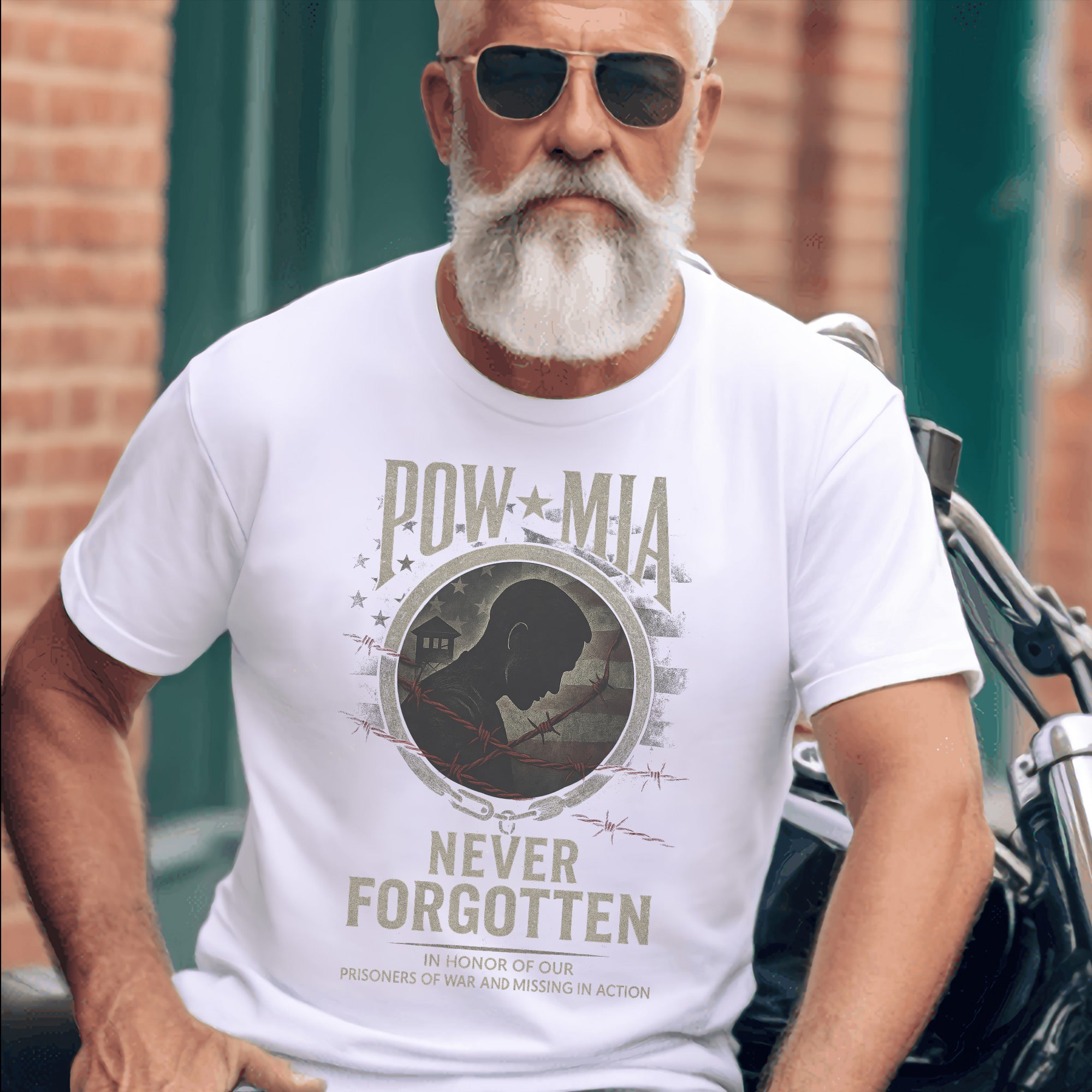 Never Forgotten In Honor of Our Prisoners of War and Missing in Action US Military Veteran T-Shirt