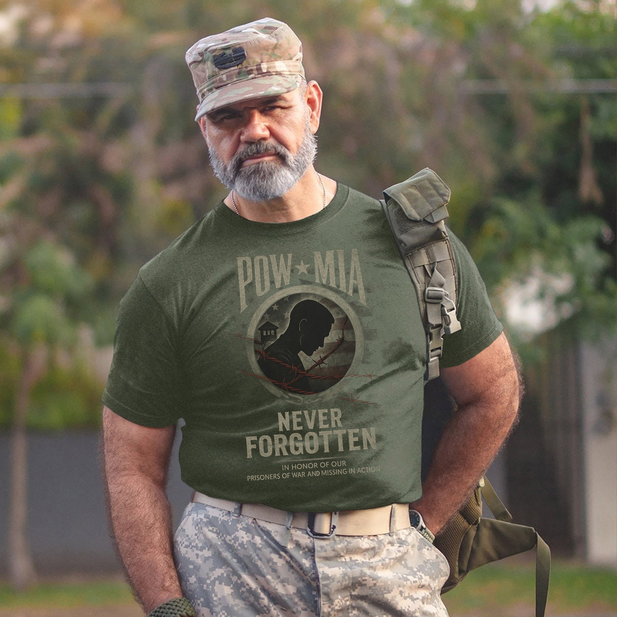 Never Forgotten In Honor of Our Prisoners of War and Missing in Action US Military Veteran T-Shirt