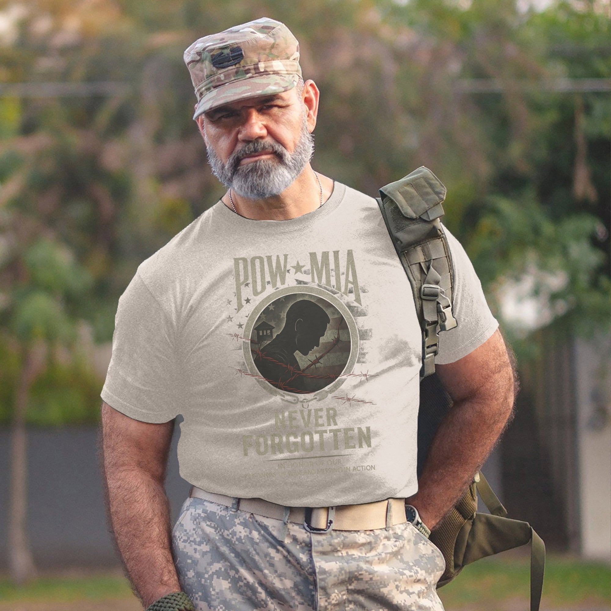 Never Forgotten In Honor of Our Prisoners of War and Missing in Action US Military Veteran T-Shirt