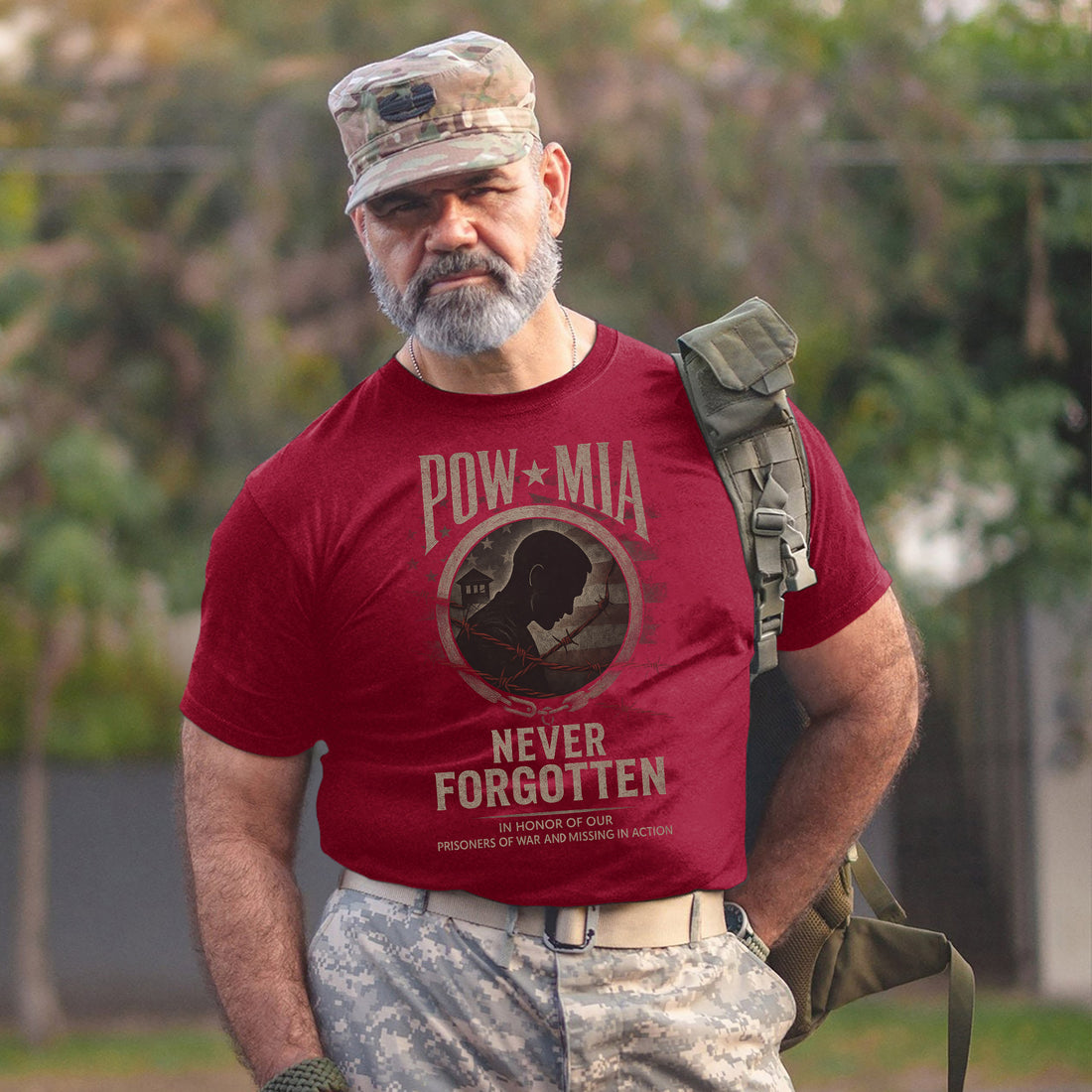 Never Forgotten In Honor of Our Prisoners of War and Missing in Action US Military Veteran T-Shirt