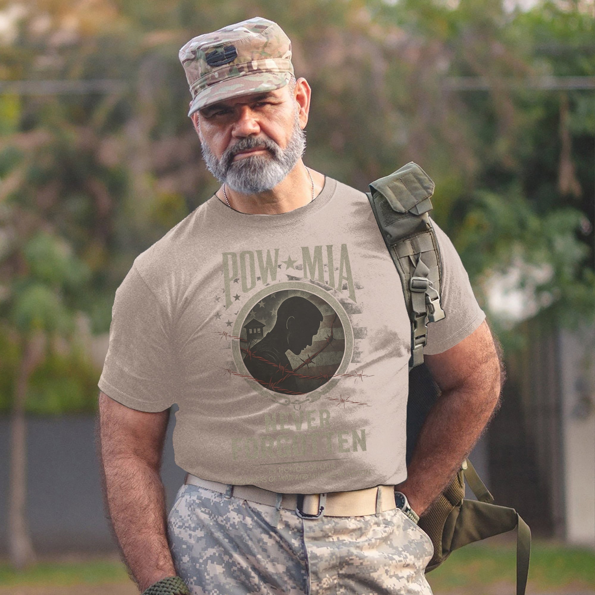 Never Forgotten In Honor of Our Prisoners of War and Missing in Action US Military Veteran T-Shirt