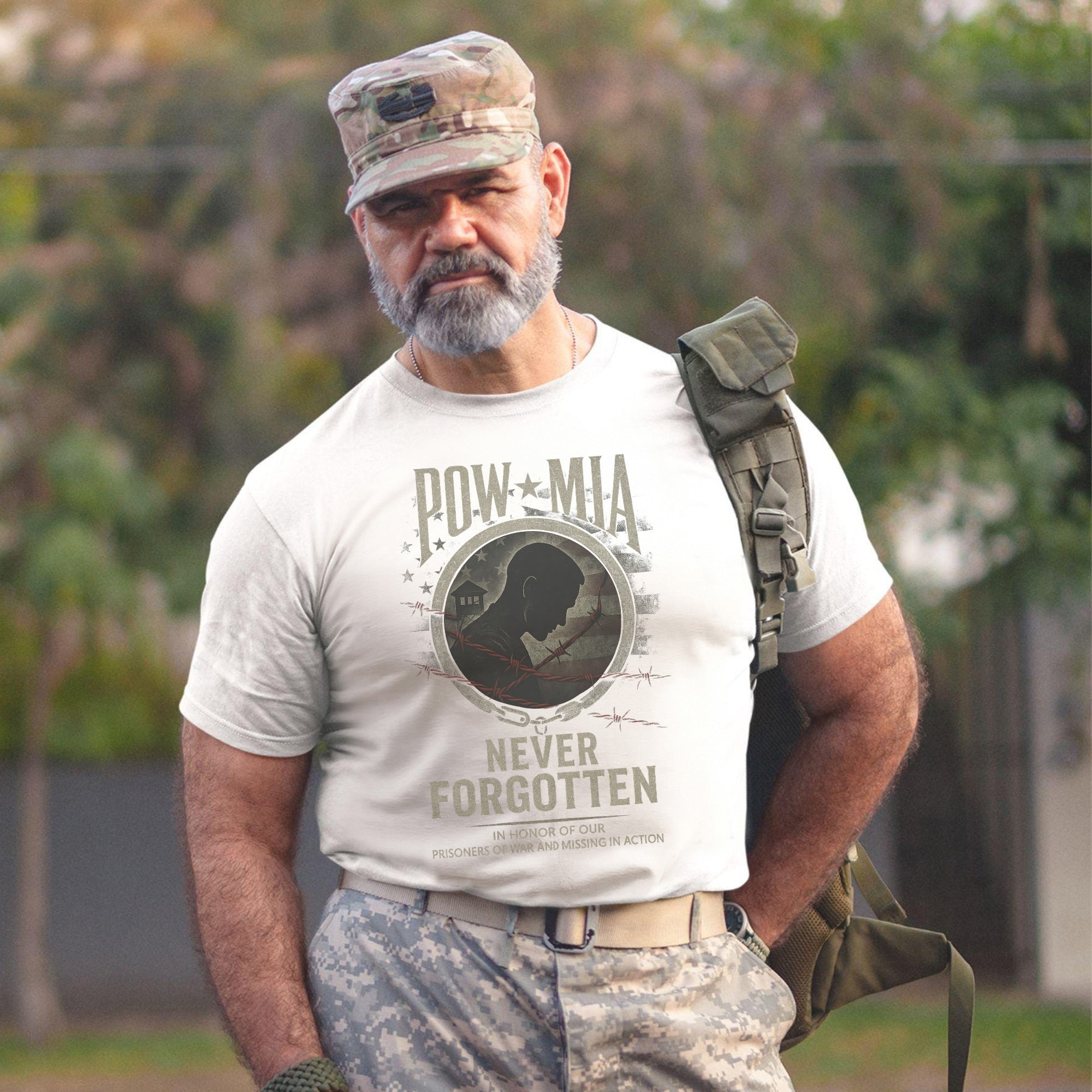 Never Forgotten In Honor of Our Prisoners of War and Missing in Action US Military Veteran T-Shirt