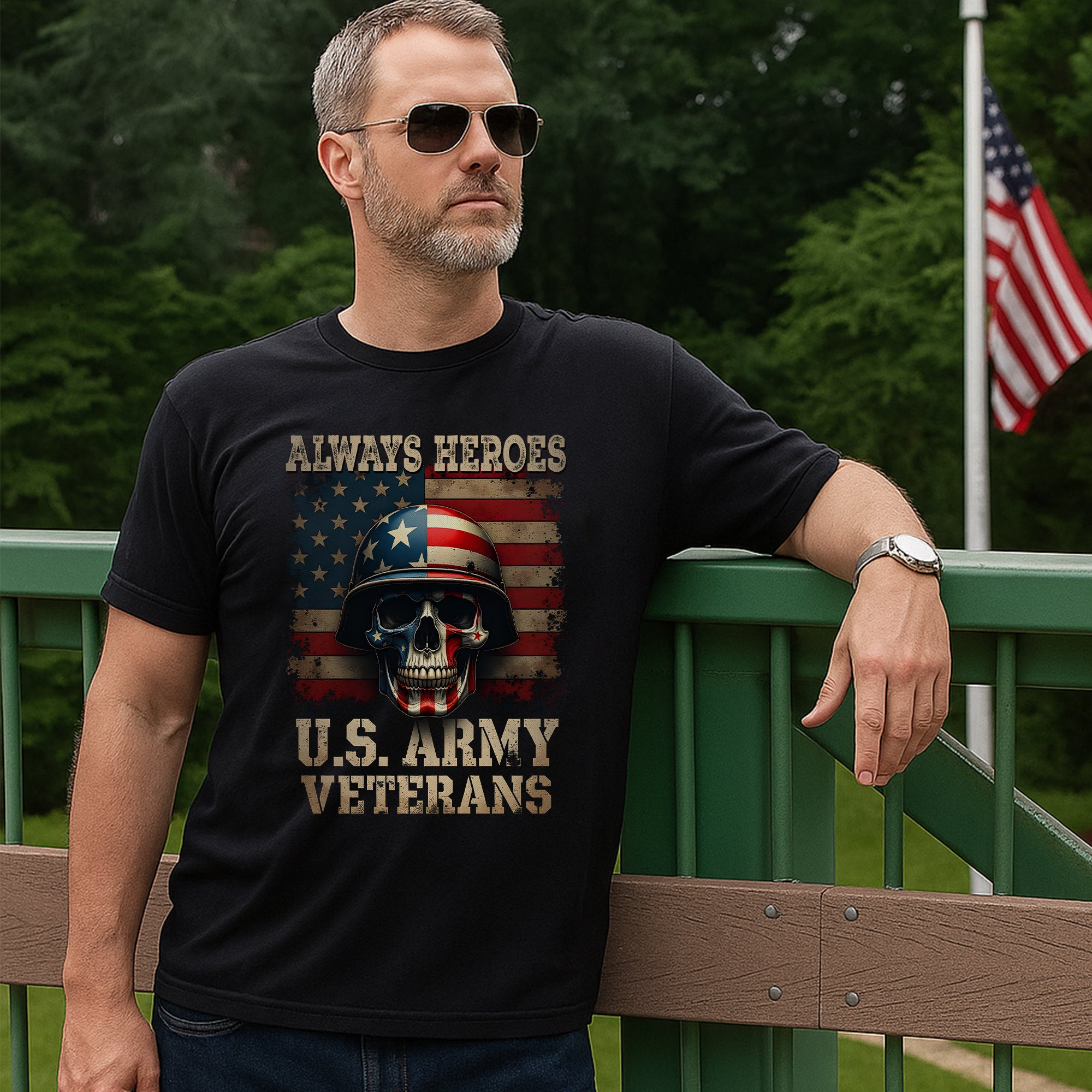 U.S. Veteran Always Heroes Patriotic Tribute Design Honoring Courage Sacrifice and Legacy T-Shirt