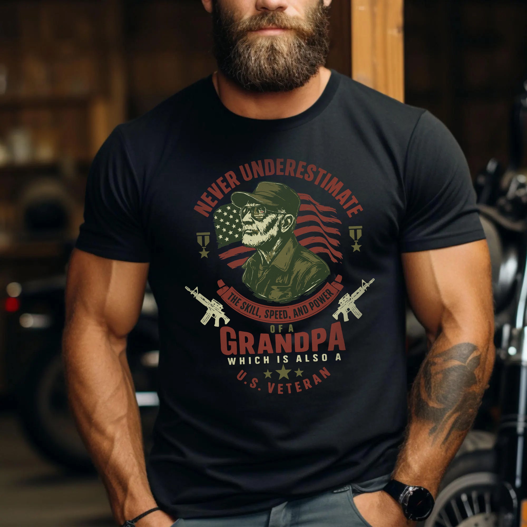 Never Underestimate the Skill Speed and Power of a Grandpa Who Is Also a U.S. Veteran T-Shirt