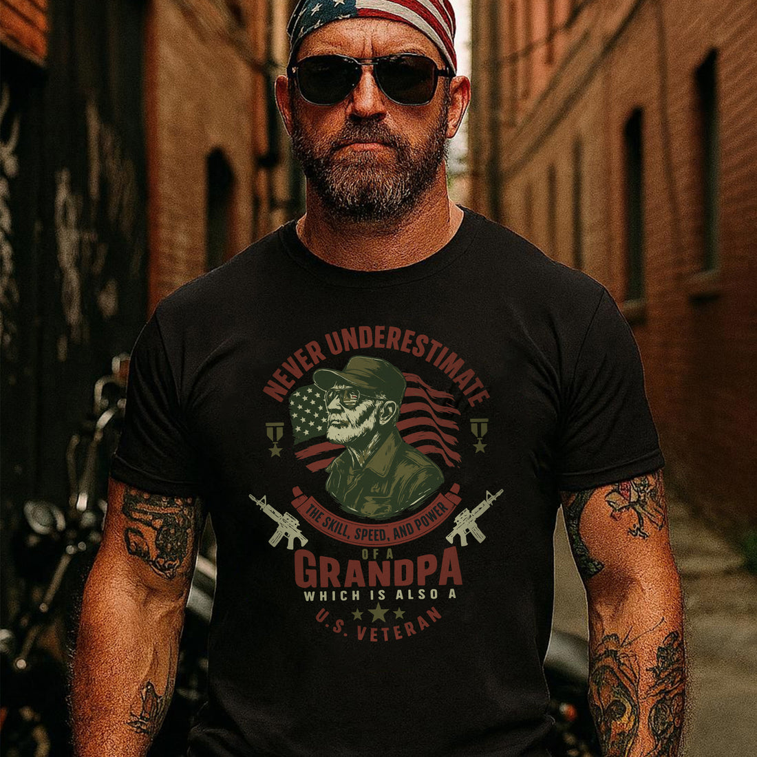 Never Underestimate the Skill Speed and Power of a Grandpa Who Is Also a U.S. Veteran T-Shirt