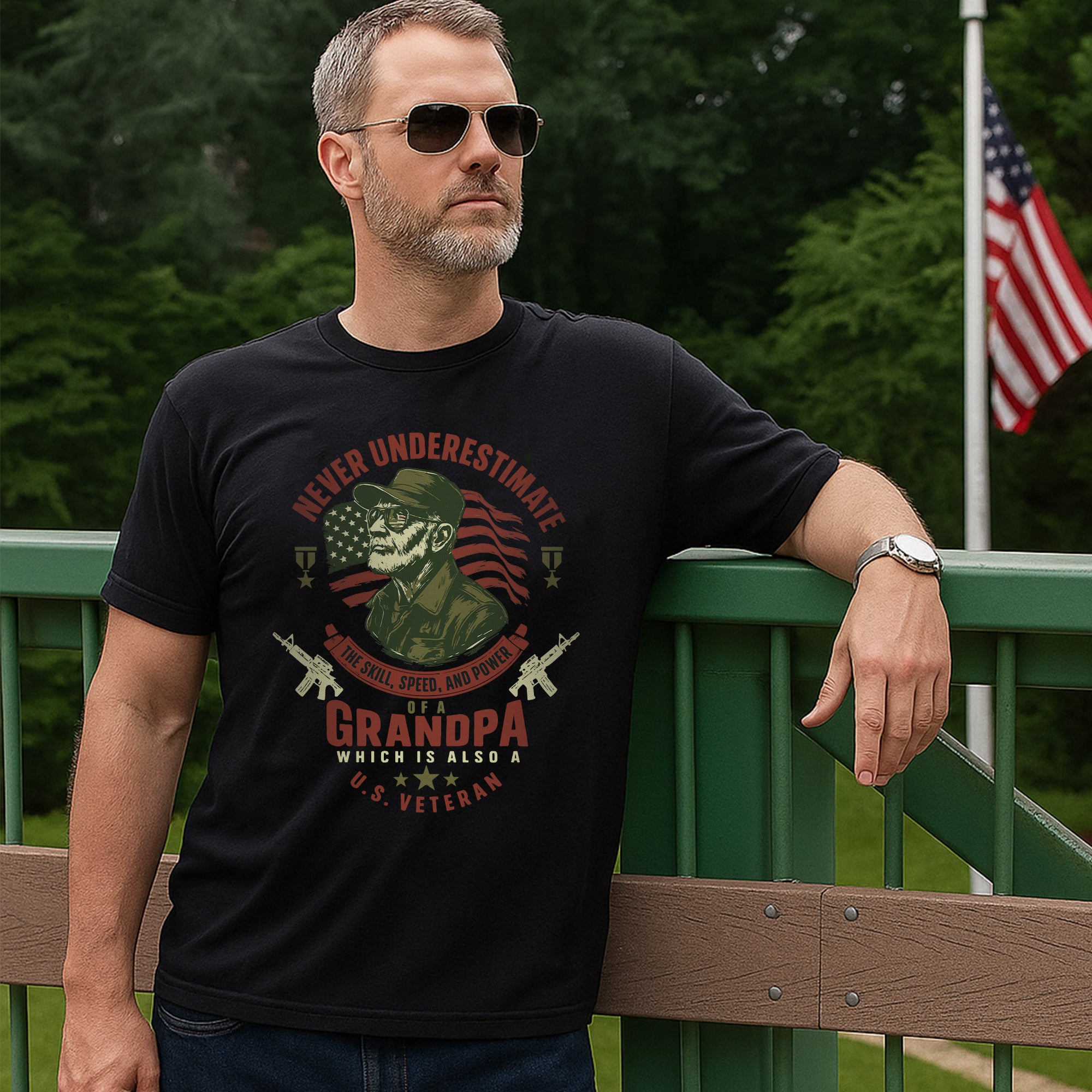 Never Underestimate the Skill Speed and Power of a Grandpa Who Is Also a U.S. Veteran T-Shirt