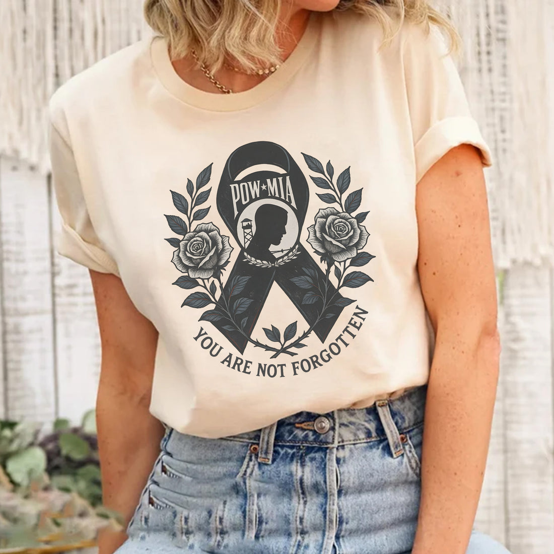 You Are Not Forgotten POW MIA Honoring US Military Veteran Service and Sacrifice T-Shirt